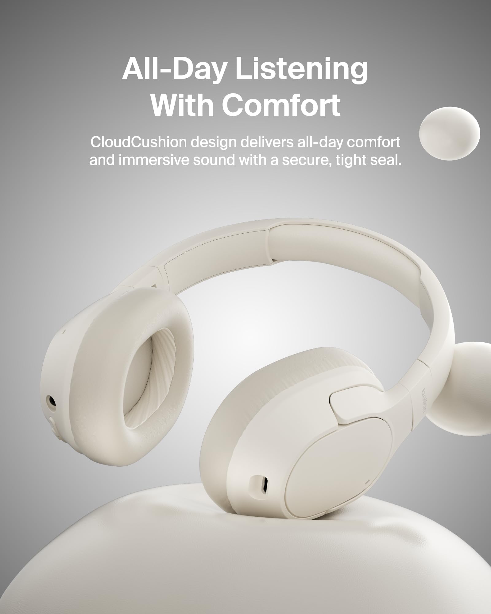 Foto 8 pulgar | Auriculares Supraaurales Bluetooth Belkin Soundform Isolate Sand - Venta Internacional