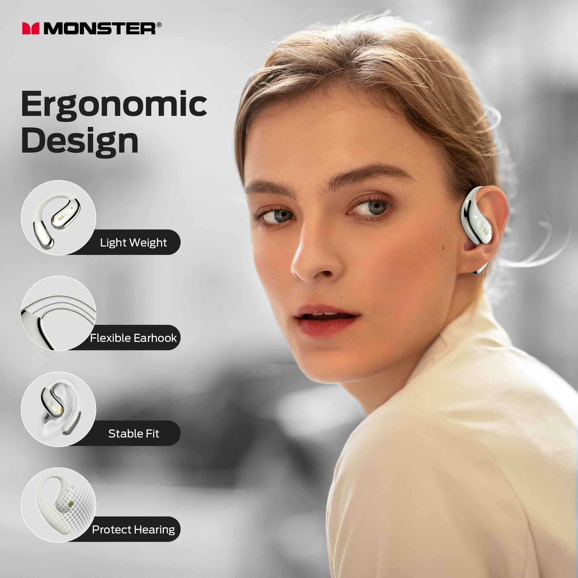 Foto 3 pulgar | Auriculares Inalámbricos Bluetooth Rotary Monster Open Ear Ac360 - Venta Internacional