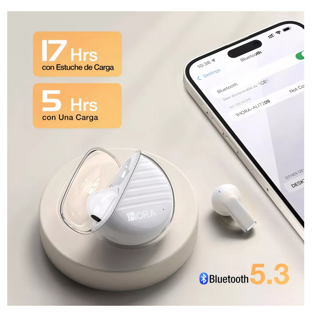 Foto 4 pulgar | Audífonos Inalámbricos 1hora In-ear Blancos