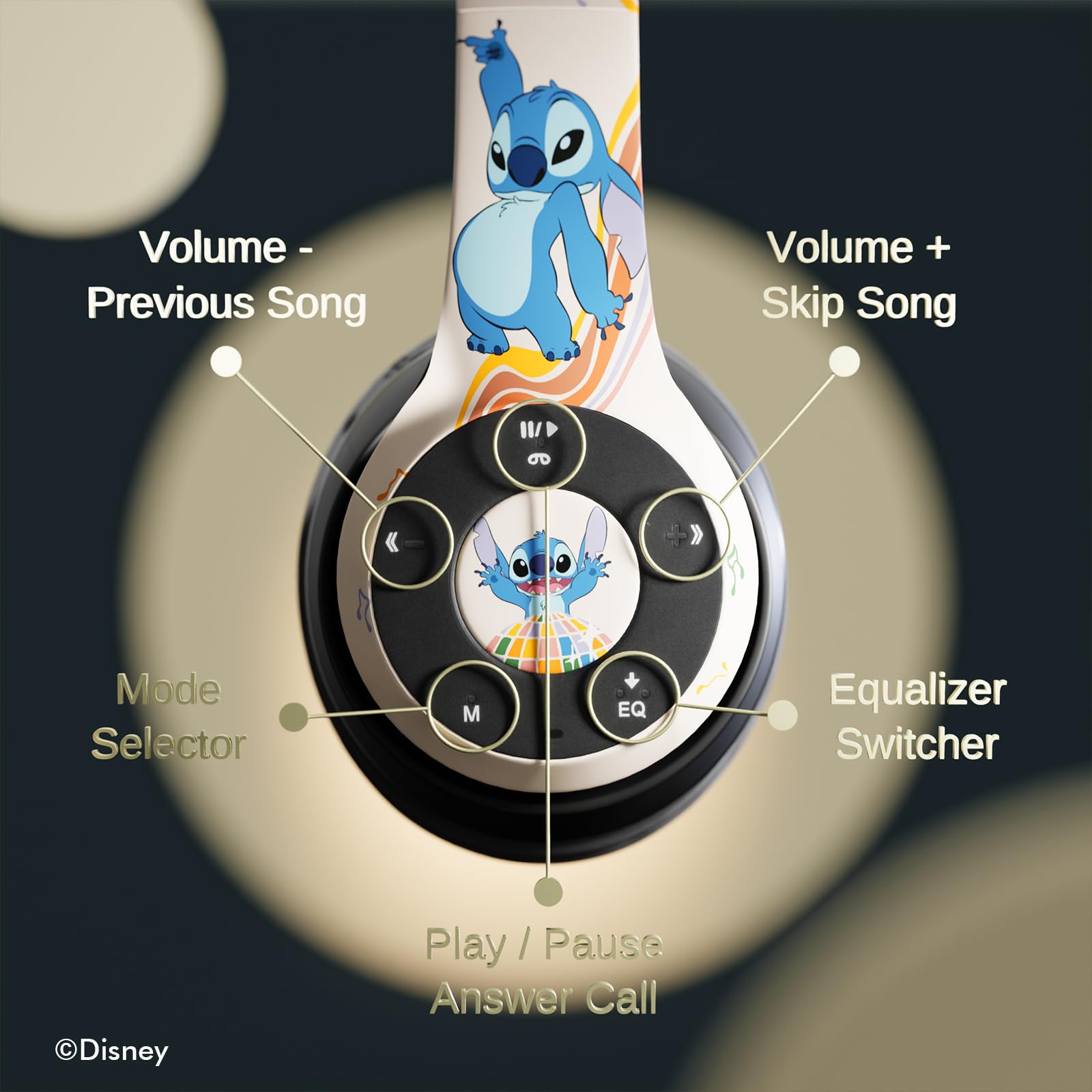 Foto 6 pulgar | Auriculares Supraaurales Bluetooth Ijoy Disney Stitch Disco - Venta Internacional.