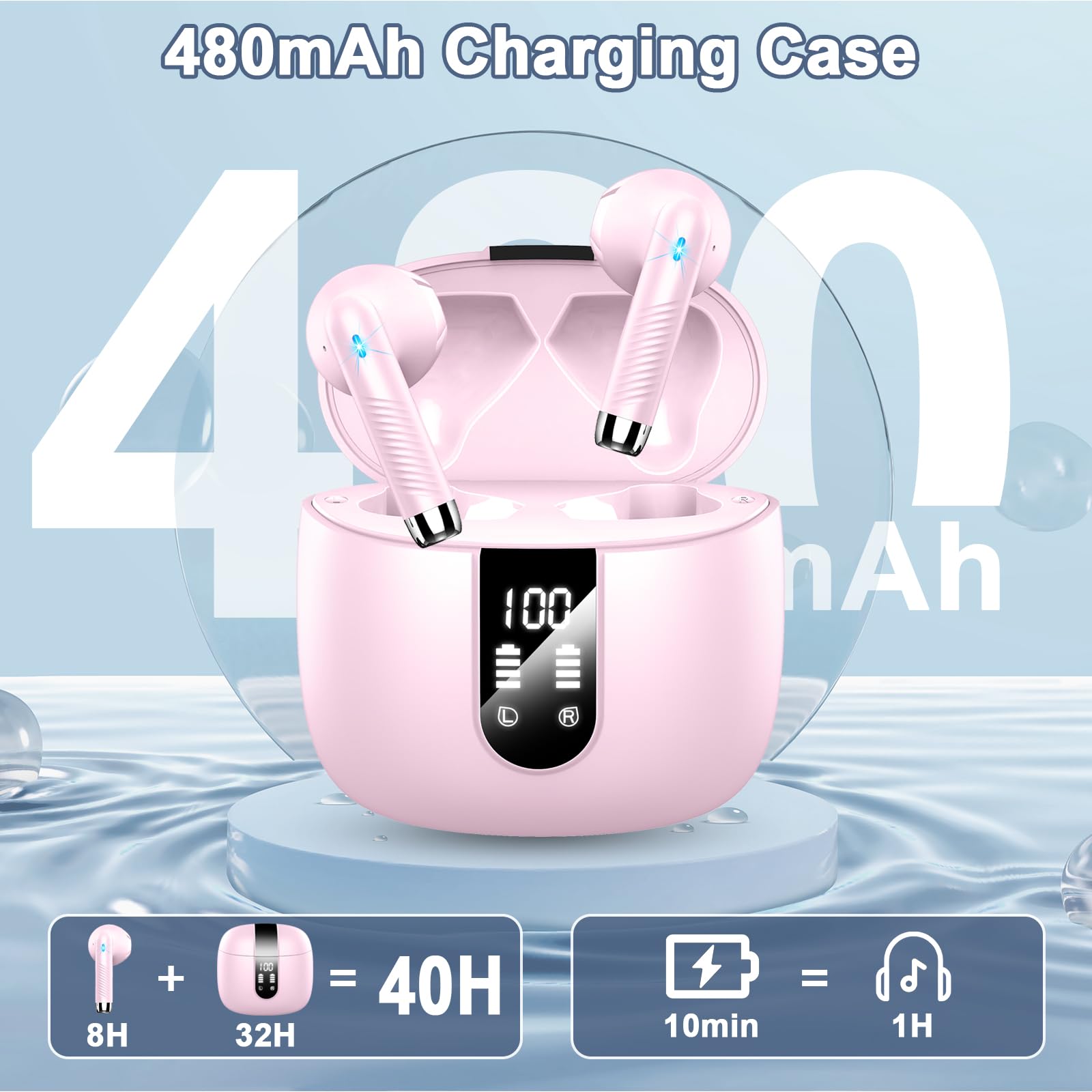 Foto 3 | Auriculares Inalámbricos Qxq V5.4 Stereo Bass Con Micrófono Enc 40h Rosa - Venta Internacional.