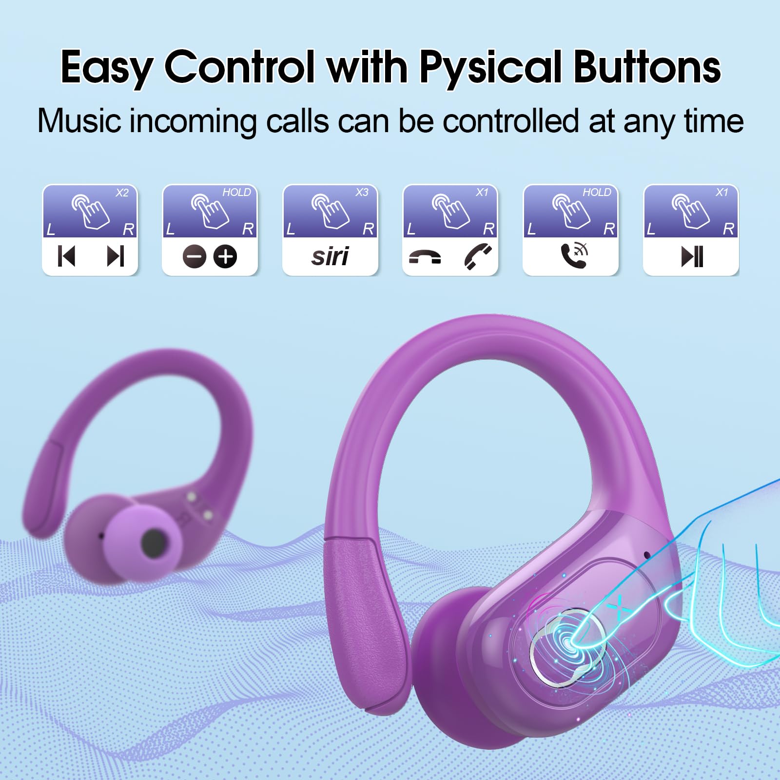 Foto 8 pulgar | Auriculares Inalámbricos Aptkdoe 75hrs Bluetooth 5.4, Color Morado - Venta Internacional.
