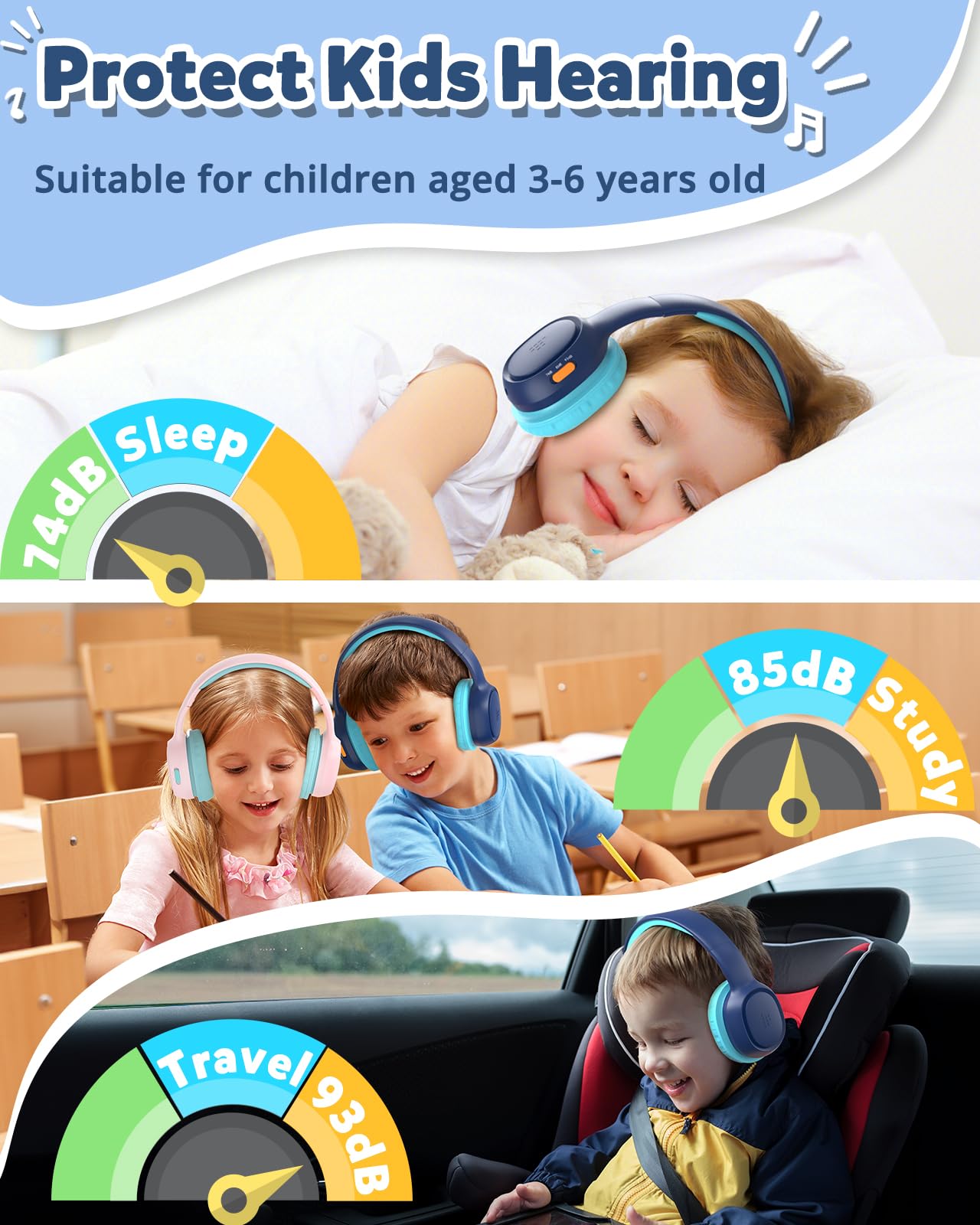Foto 3 pulgar | Auriculares Bluetooth Tronsmart Kh02 Para Niños Con Límite De Volumen, Color Azul - Venta Internacional.