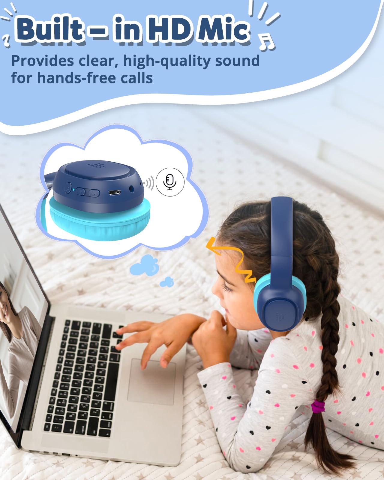 Foto 6 pulgar | Auriculares Bluetooth Tronsmart Kh02 Para Niños Con Límite De Volumen, Color Azul - Venta Internacional.