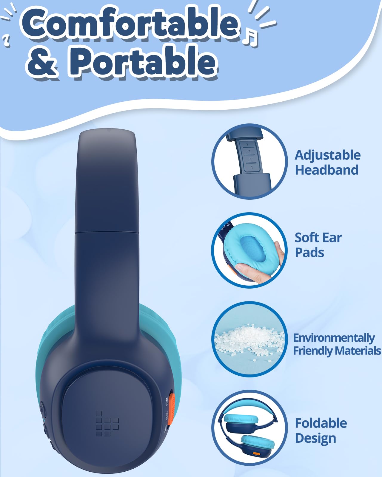 Foto 7 pulgar | Auriculares Bluetooth Tronsmart Kh02 Para Niños Con Límite De Volumen, Color Azul - Venta Internacional.