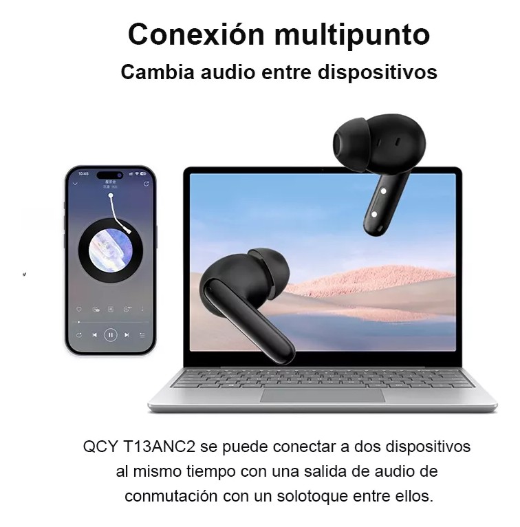 Foto 6 pulgar | Audífonos Inalámbricos Qcy T13 Anc 2 Bluetooth Con Cancelación De Ruido Negro