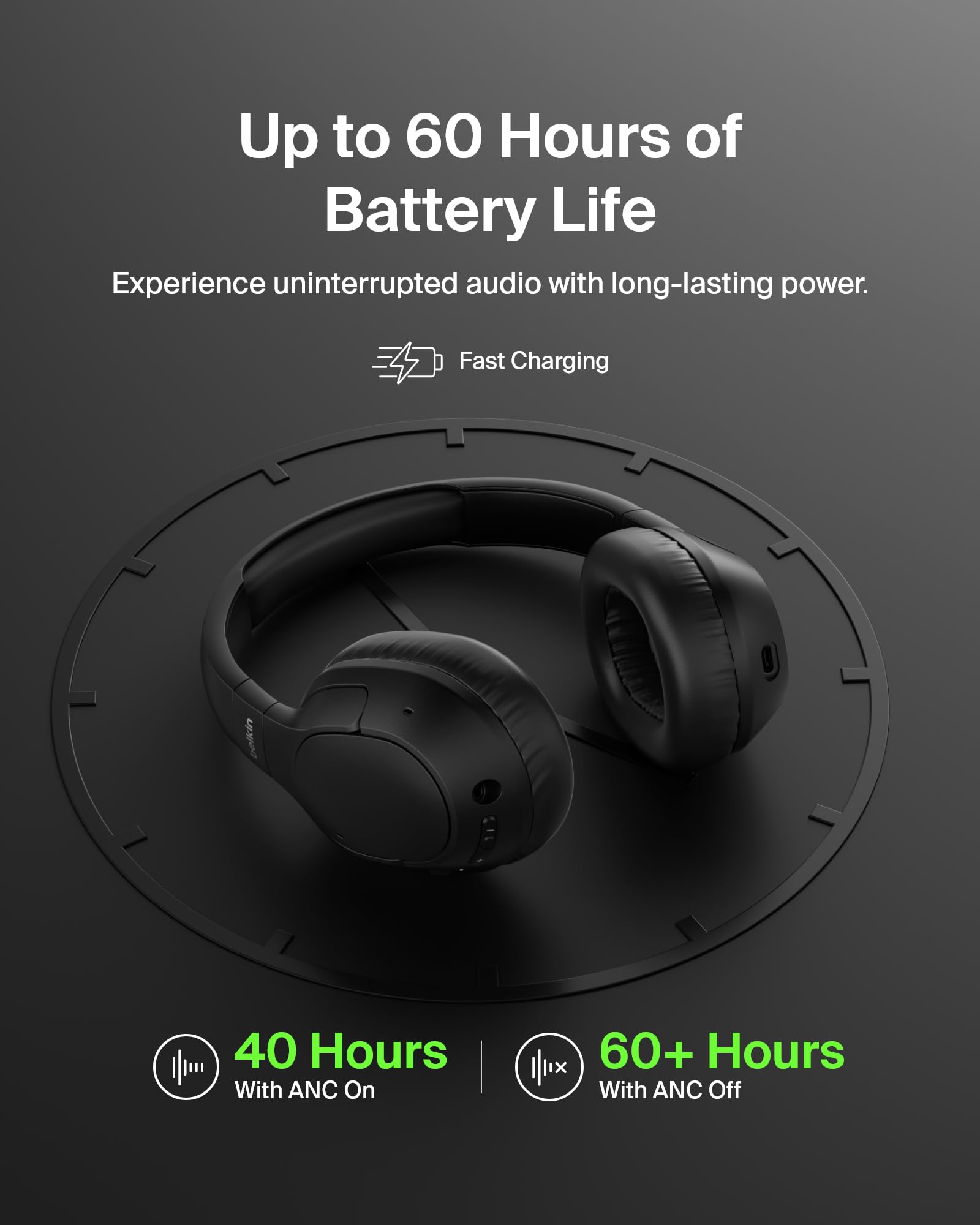 Foto 6 pulgar | Auriculares Supraaurales Bluetooth Belkin Soundform Isolate Negros - Venta Internacional.