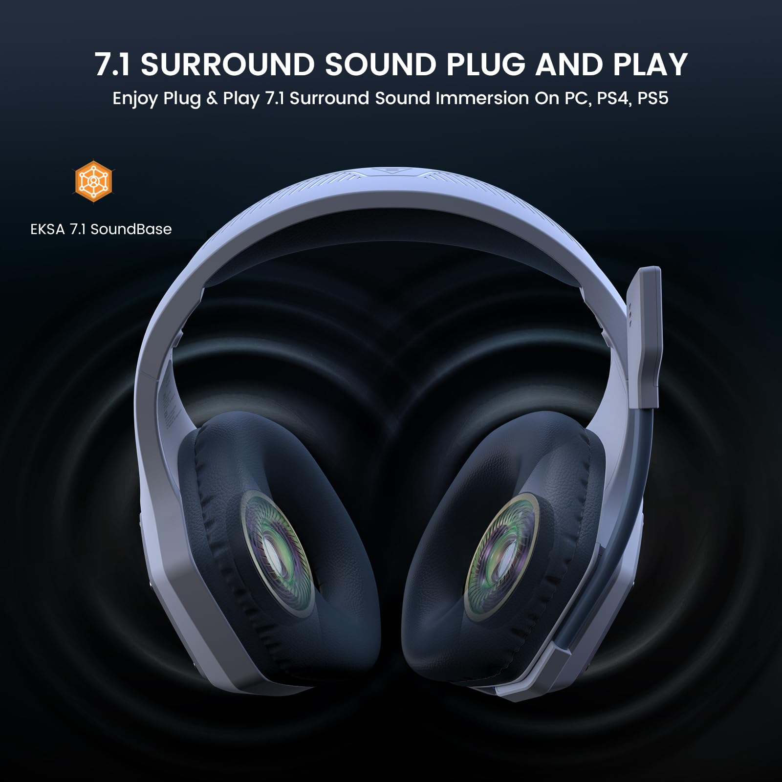 Foto 4 pulgar | Auriculares Inalámbricos Para Juegos Eksa E1000wt Con Micrófono De Sonido 7.1 - Venta Internacional.