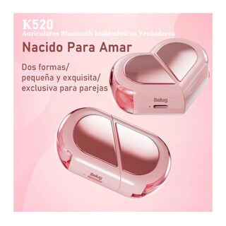 Foto 2 | Audífonos Auriculares Bluetooth Inalámbricos Corazón Rosa Belug