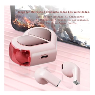 Foto 3 | Audífonos Auriculares Bluetooth Inalámbricos Corazón Rosa Belug