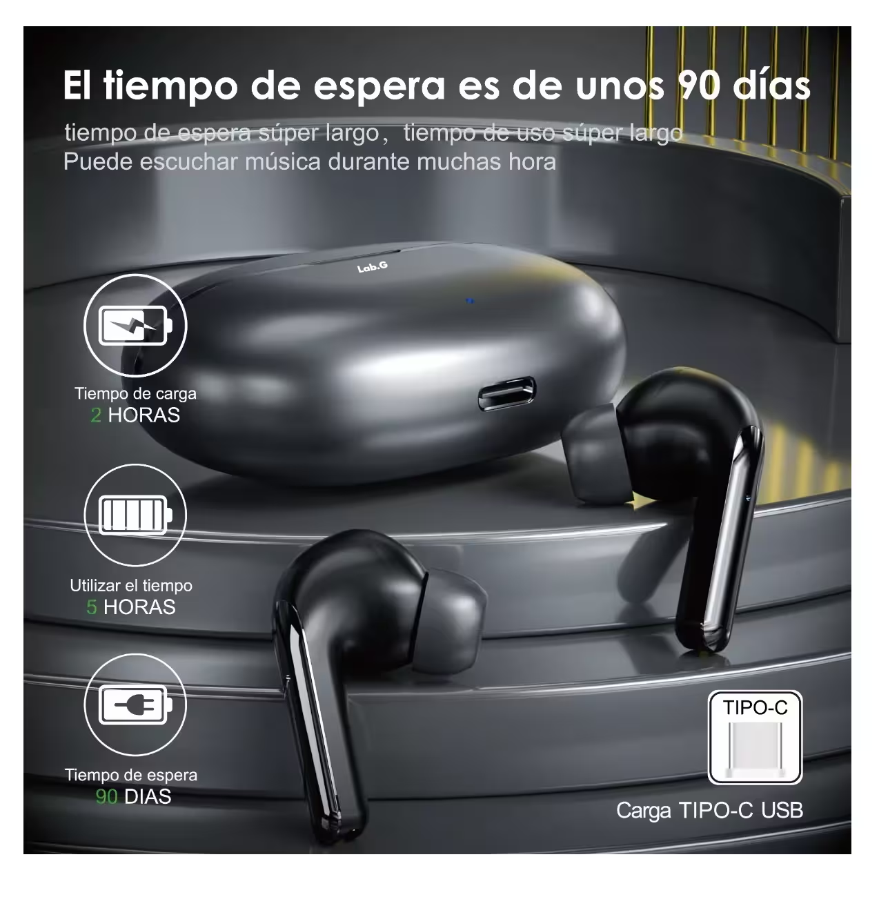 Foto 6 pulgar | Audífonos In-ear Bluetooth Inalámbricos Oem Air Serie Negro
