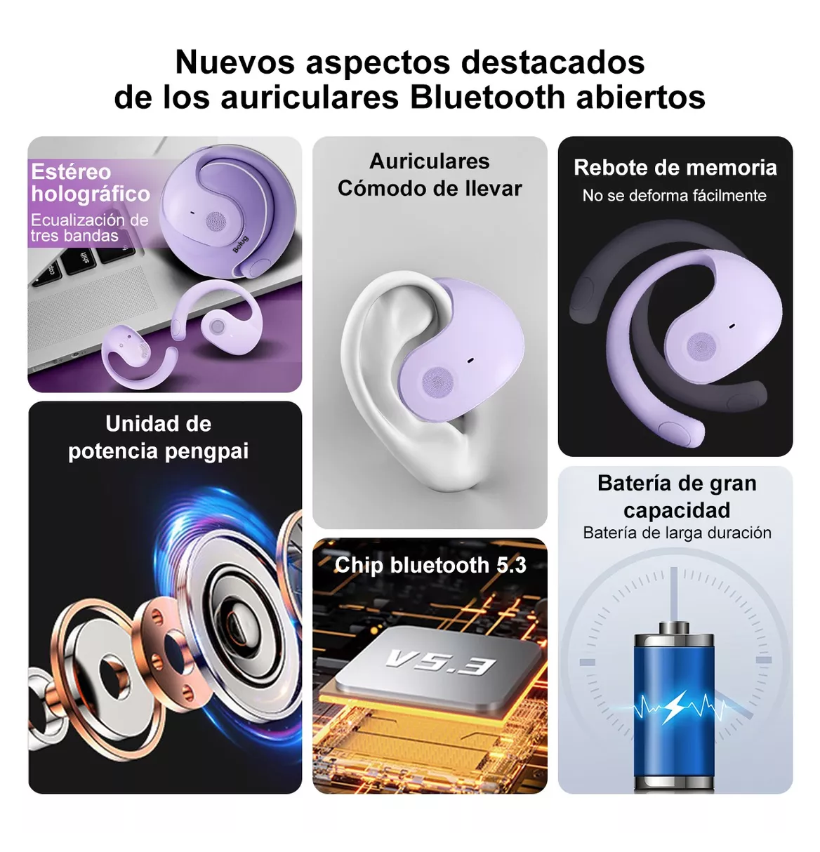 Foto 3 pulgar | Audífonos Inalambricos Bluetooth Deportivos Gamer Auricular Violeta Belug