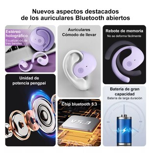 Foto 2 | Audífonos Inalambricos Bluetooth Deportivos Gamer Auricular Violeta Belug