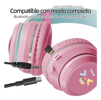 Foto 4 | Audifonos Orejas De Gato Bluetooths Inalambricos Diadema Niños, Rosa