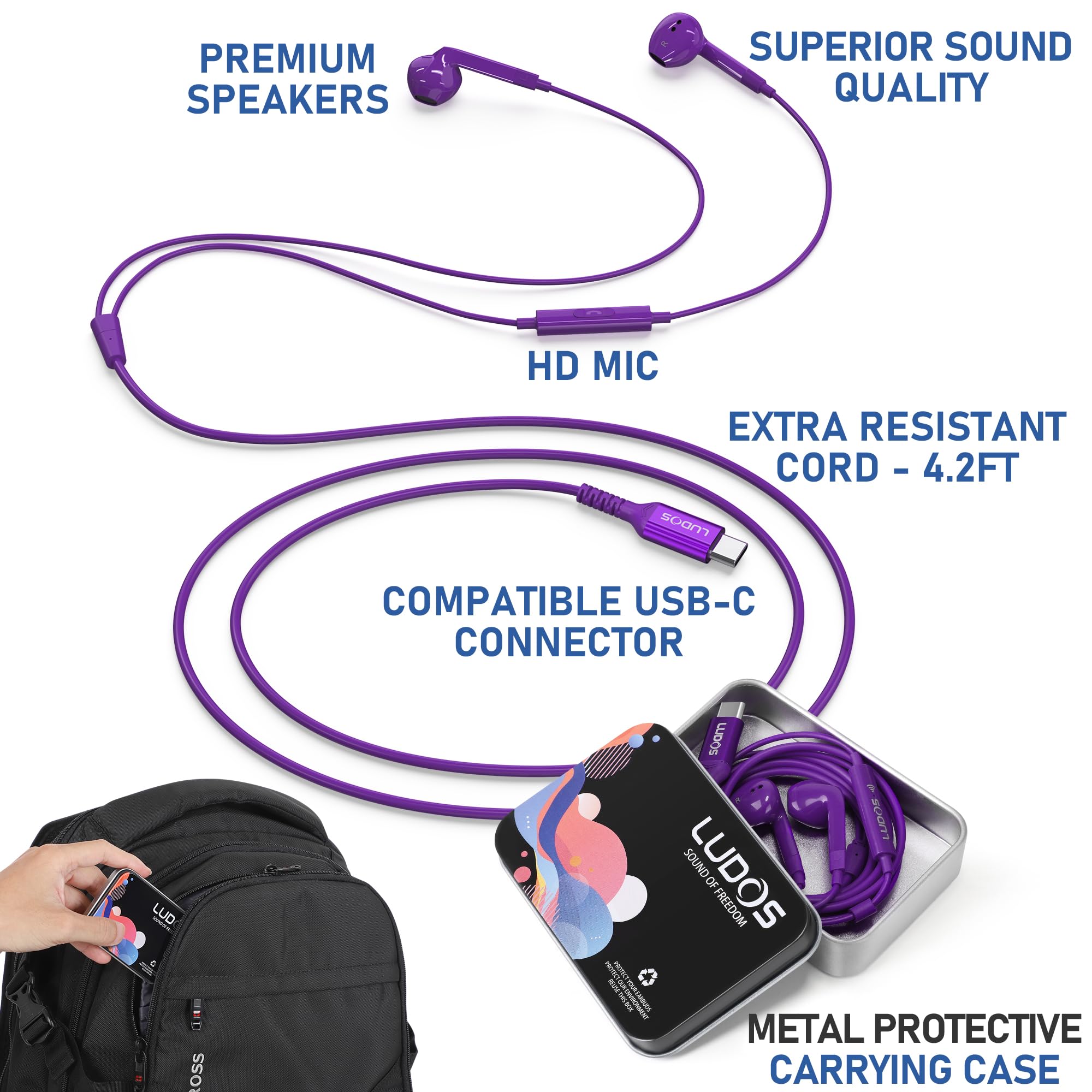 Foto 4 pulgar | Auriculares Usb-c Con Cable Ludos Ferox Para Iphone 16 15 Pro Max - Venta Internacional.