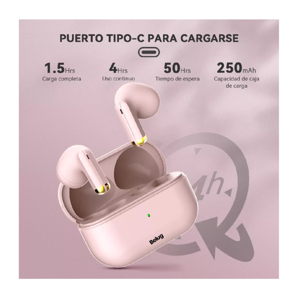 Foto 3 pulgar | Audífonos Inalámbricos Mini Micrófono Para Ios Android Bt5.3 Rosa Belug