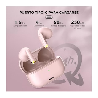 Foto 2 | Audífonos Inalámbricos Mini Micrófono Para Ios Android Bt5.3 Rosa Belug
