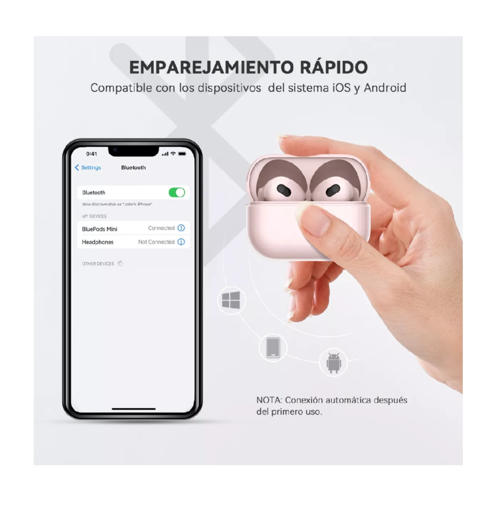 Foto 4 | Audífonos Inalámbricos Mini Micrófono Para Ios Android Bt5.3 Rosa Belug