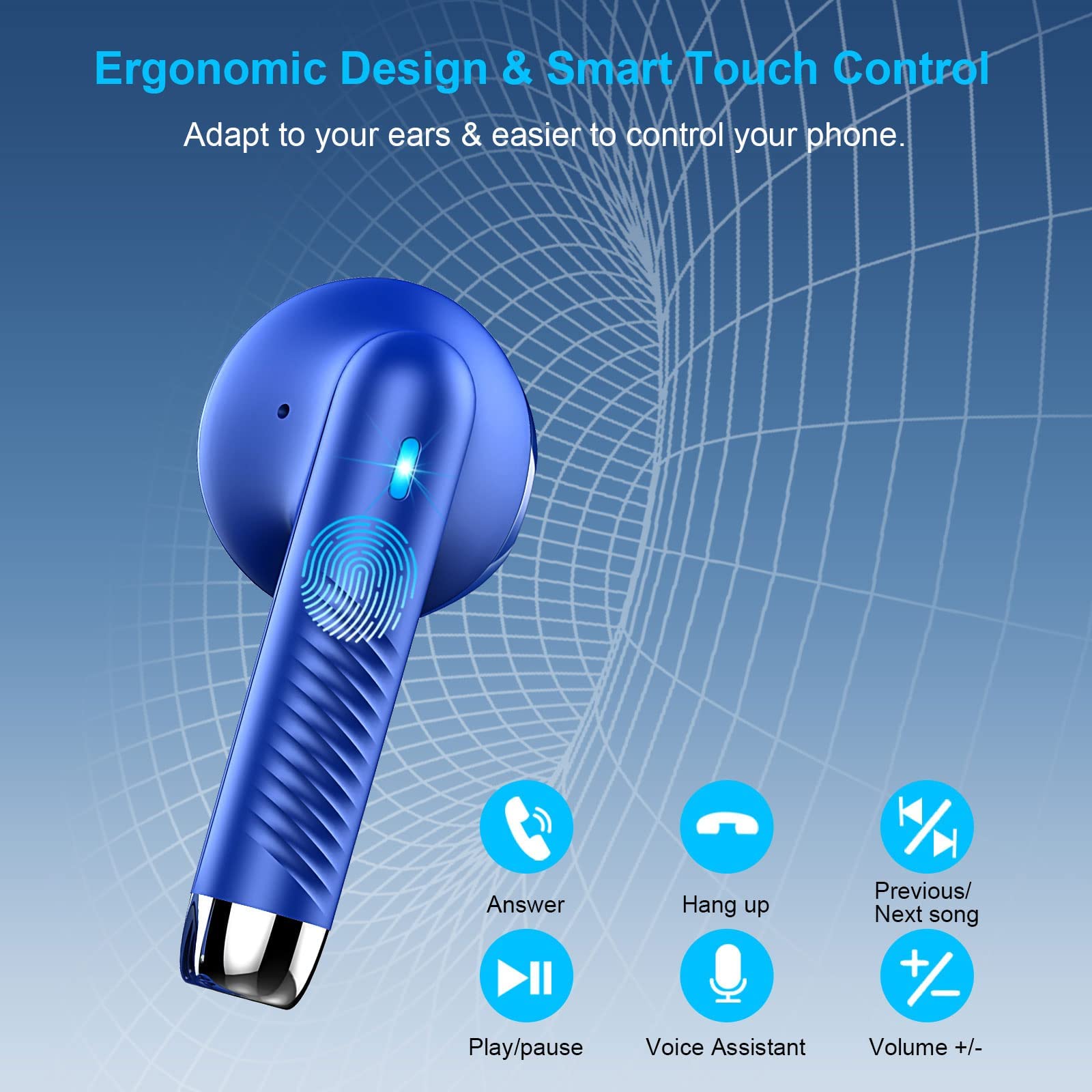 Foto 7 pulgar | Auriculares Inalámbricos Jxrev Bluetooth 5.4 Stereo Bass Ip7 Azul - Venta Internacional.