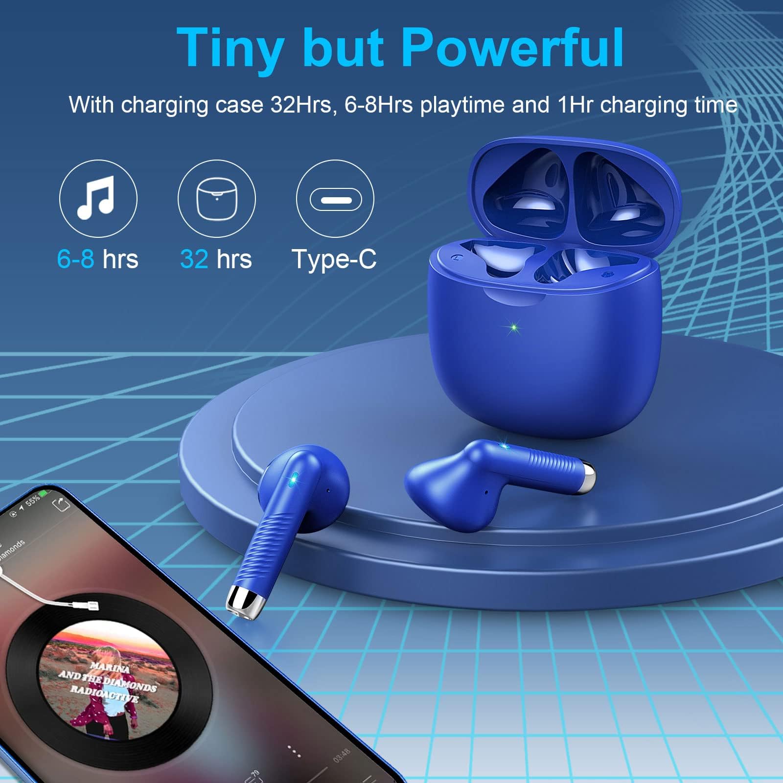Foto 8 pulgar | Auriculares Inalámbricos Jxrev Bluetooth 5.4 Stereo Bass Ip7 Azul - Venta Internacional.