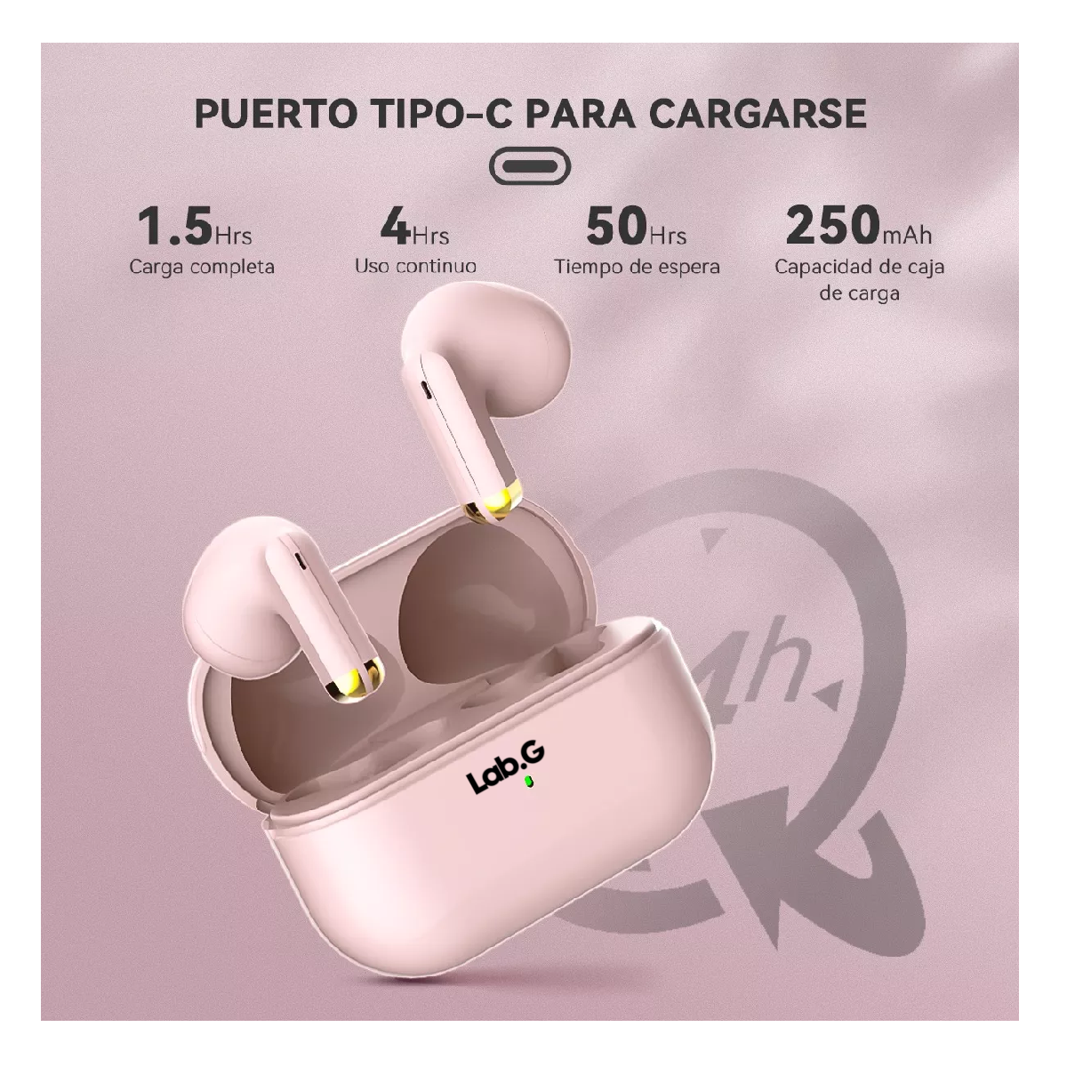 Foto 3 pulgar | Audífonos Inalámbricos Lab.g Mini Microfono Para Ios Android Bt5.3 Rosa