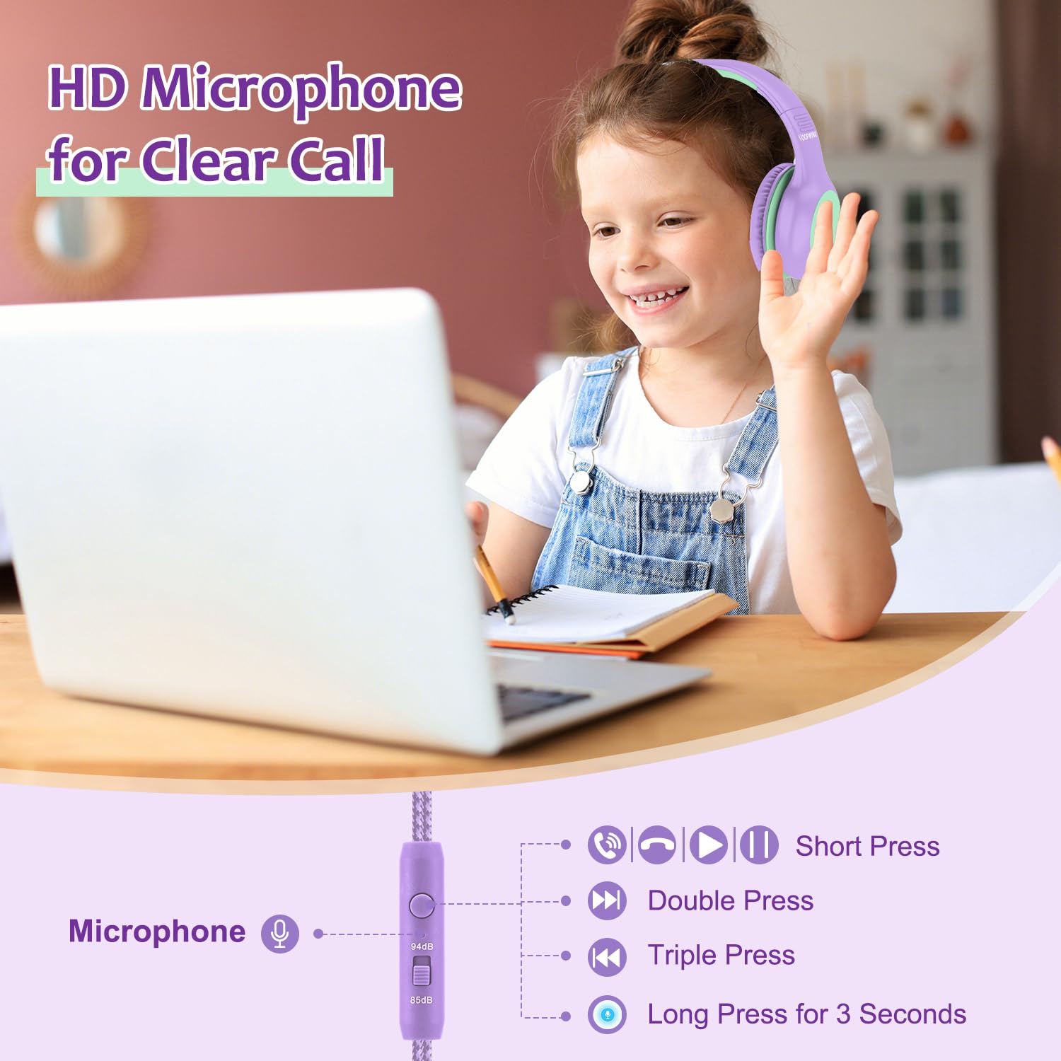 Foto 3 pulgar | Auriculares Voopwink Woopvink Kh3 Con Cable Y Micrófono Para Niños - Venta Internacional.