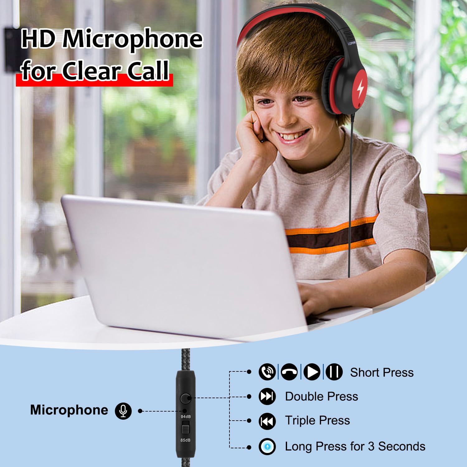 Foto 3 pulgar | Auriculares Voopwink Woopvink Kh3 Con Cable Y Micrófono Para Niños - Venta Internacional.