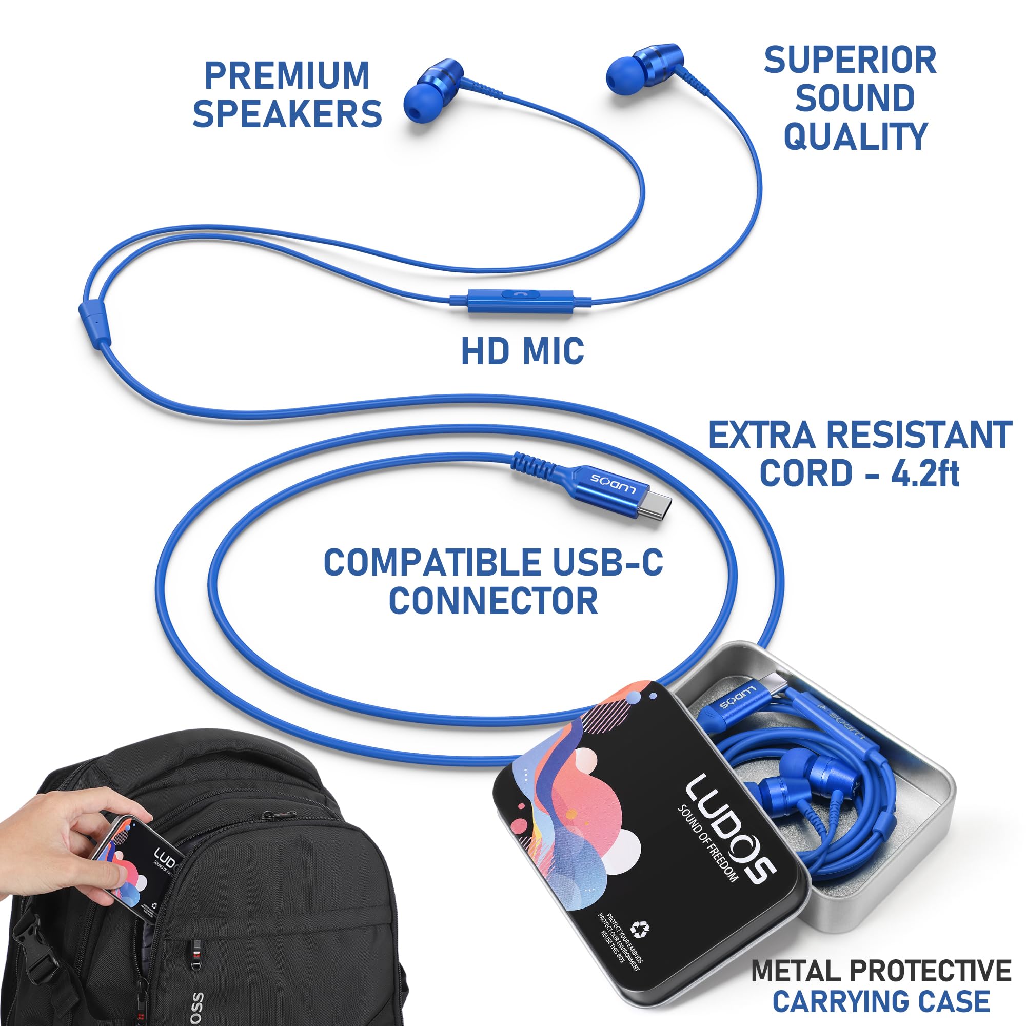 Foto 4 pulgar | Auriculares Ludos Omnitone Usb-c Para Iphone 16 15 Pro Max Plus - Venta Internacional.