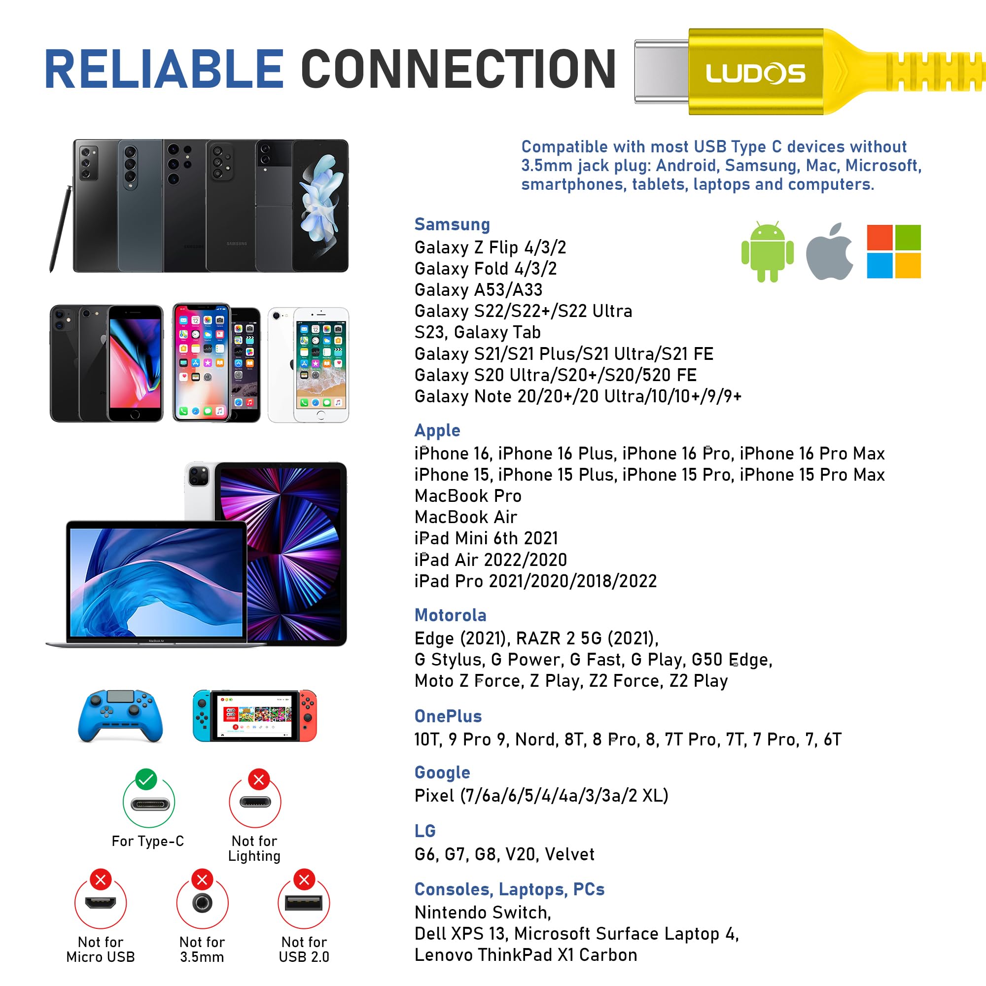Foto 3 pulgar | Auriculares Usb-c Con Cable Ludos Ferox Para Iphone 16 15 Pro Max - Venta Internacional.