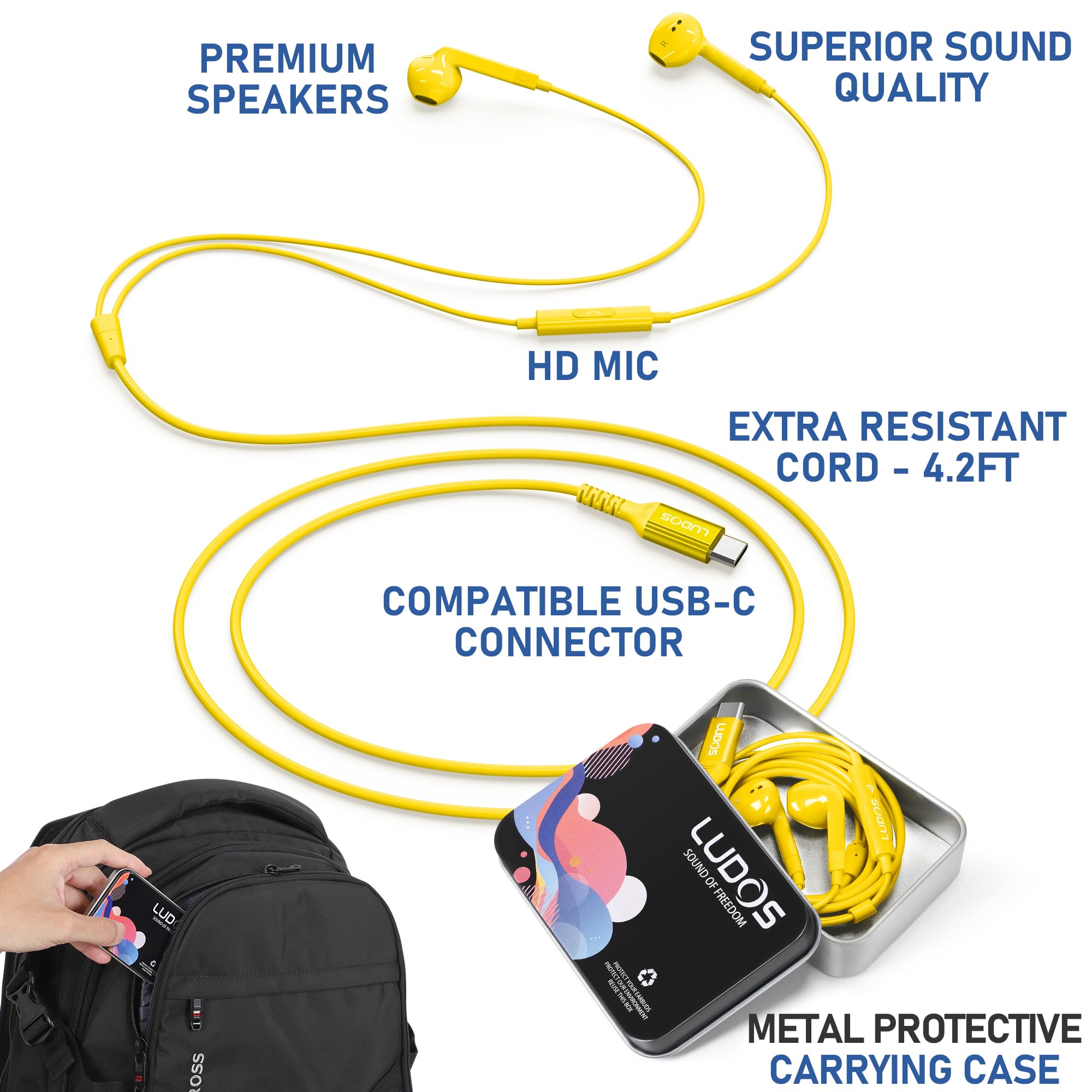 Foto 4 pulgar | Auriculares Usb-c Con Cable Ludos Ferox Para Iphone 16 15 Pro Max - Venta Internacional.