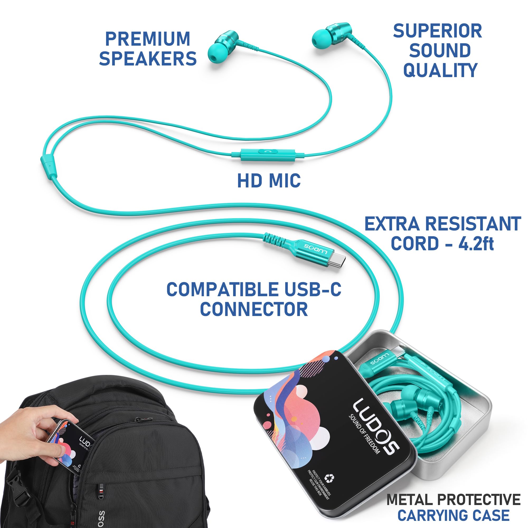 Foto 4 pulgar | Auriculares Ludos Omnitone Usb-c Para Iphone 16 15 Pro Max Plus - Venta Internacional.