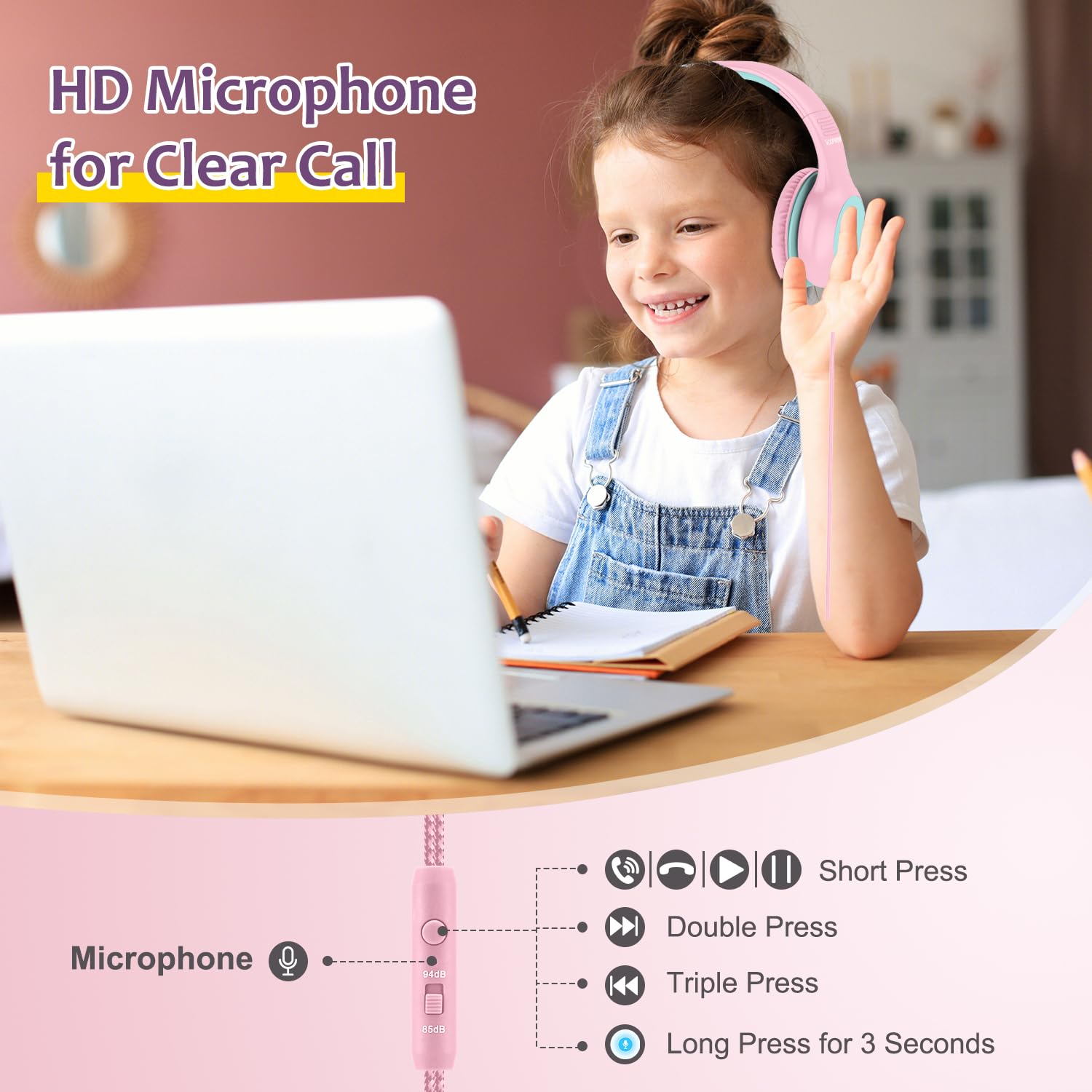 Foto 3 pulgar | Auriculares Voopwink Woopvink Kh3 Con Cable Y Micrófono Para Niños - Venta Internacional.