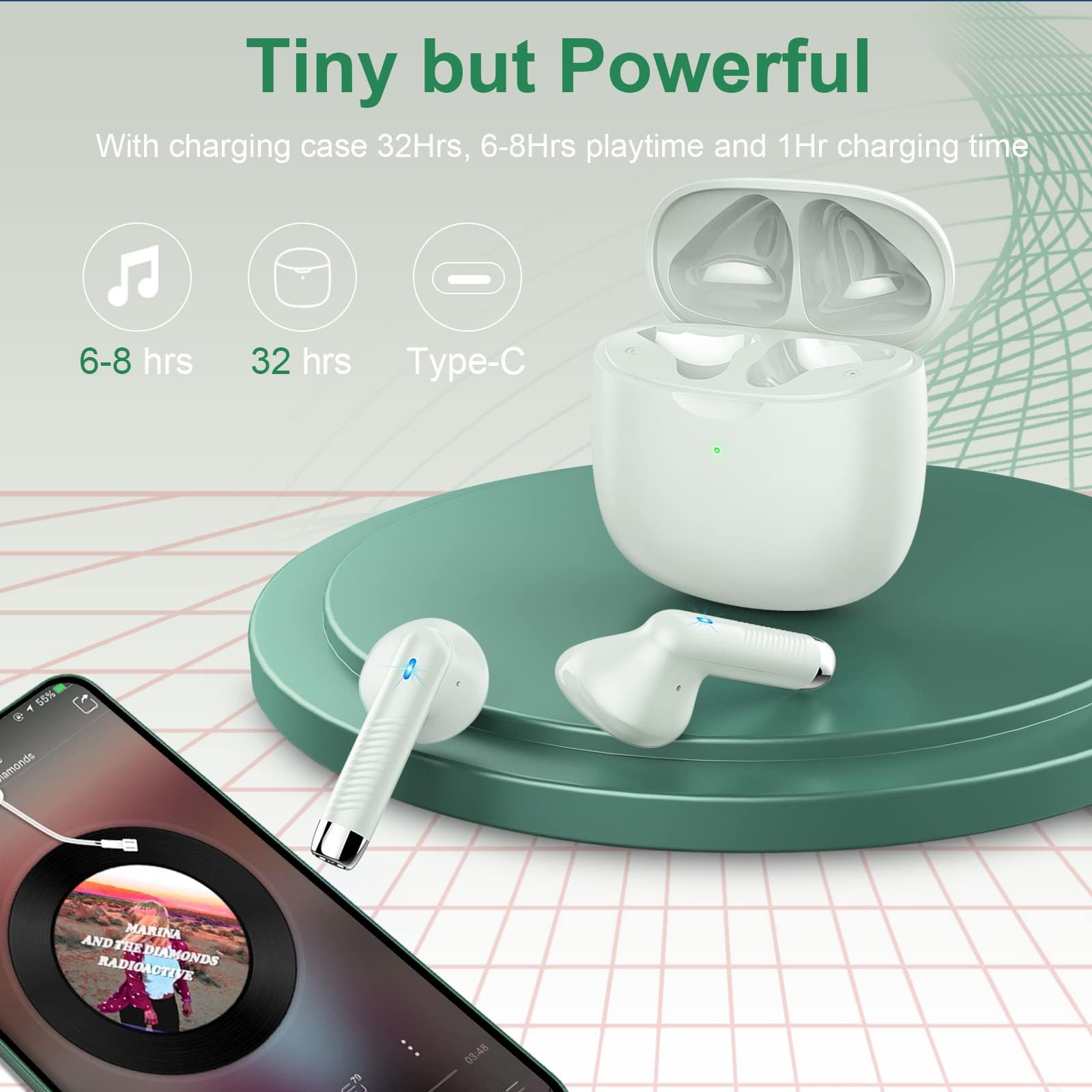Foto 8 pulgar | Auriculares Inalámbricos Jxrev Bluetooth 5.4 Stereo Bass Ip7 Green - Venta Internacional.