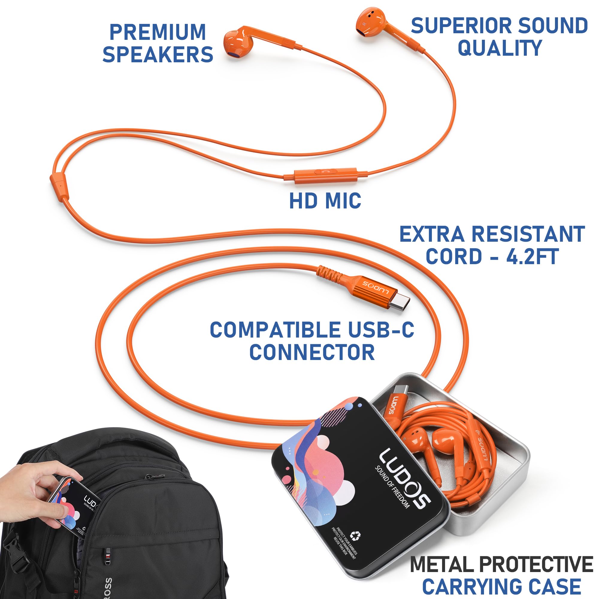 Foto 4 pulgar | Auriculares Usb-c Con Cable Ludos Ferox Para Iphone 16 15 Pro Max - Venta Internacional.