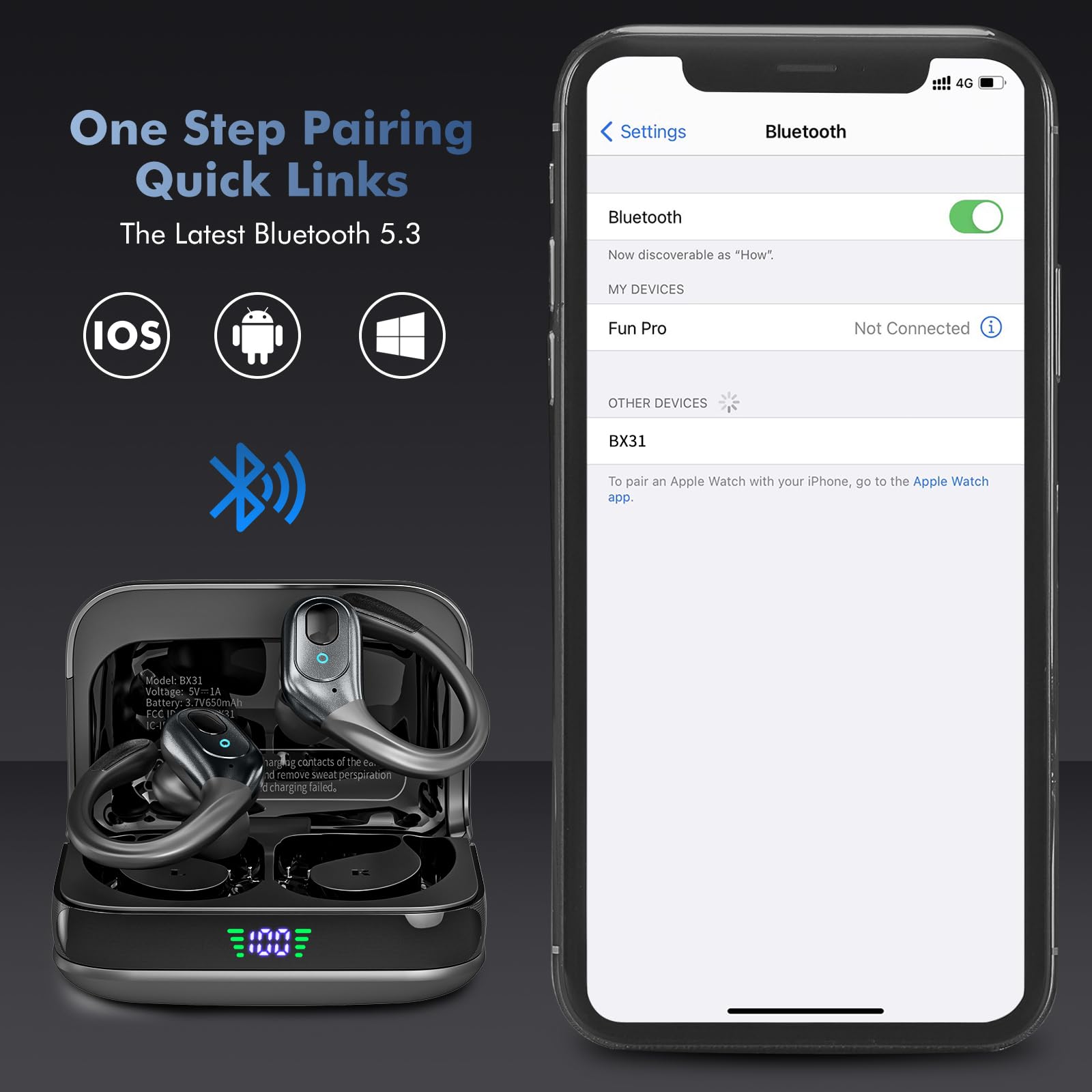 Foto 5 pulgar | Auriculares Inalámbricos Bluetooth Con 75 Horas De Reproducción Ipx7 - Venta Internacional.