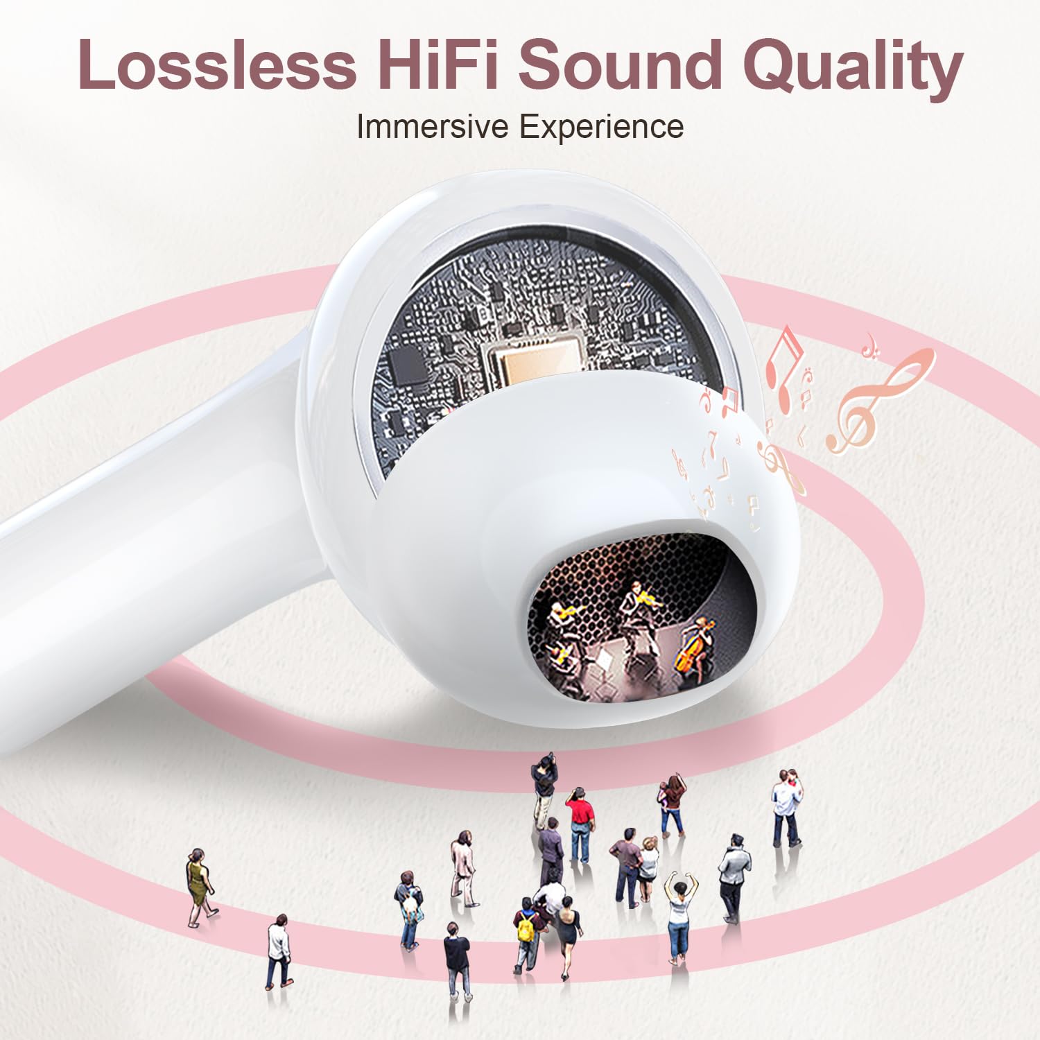Foto 3 | Auriculares Inalámbricos Ziuty 2025 Bluetooth 5.3 50 Horas De Reproducción, Color Rosa - Venta Internacional.