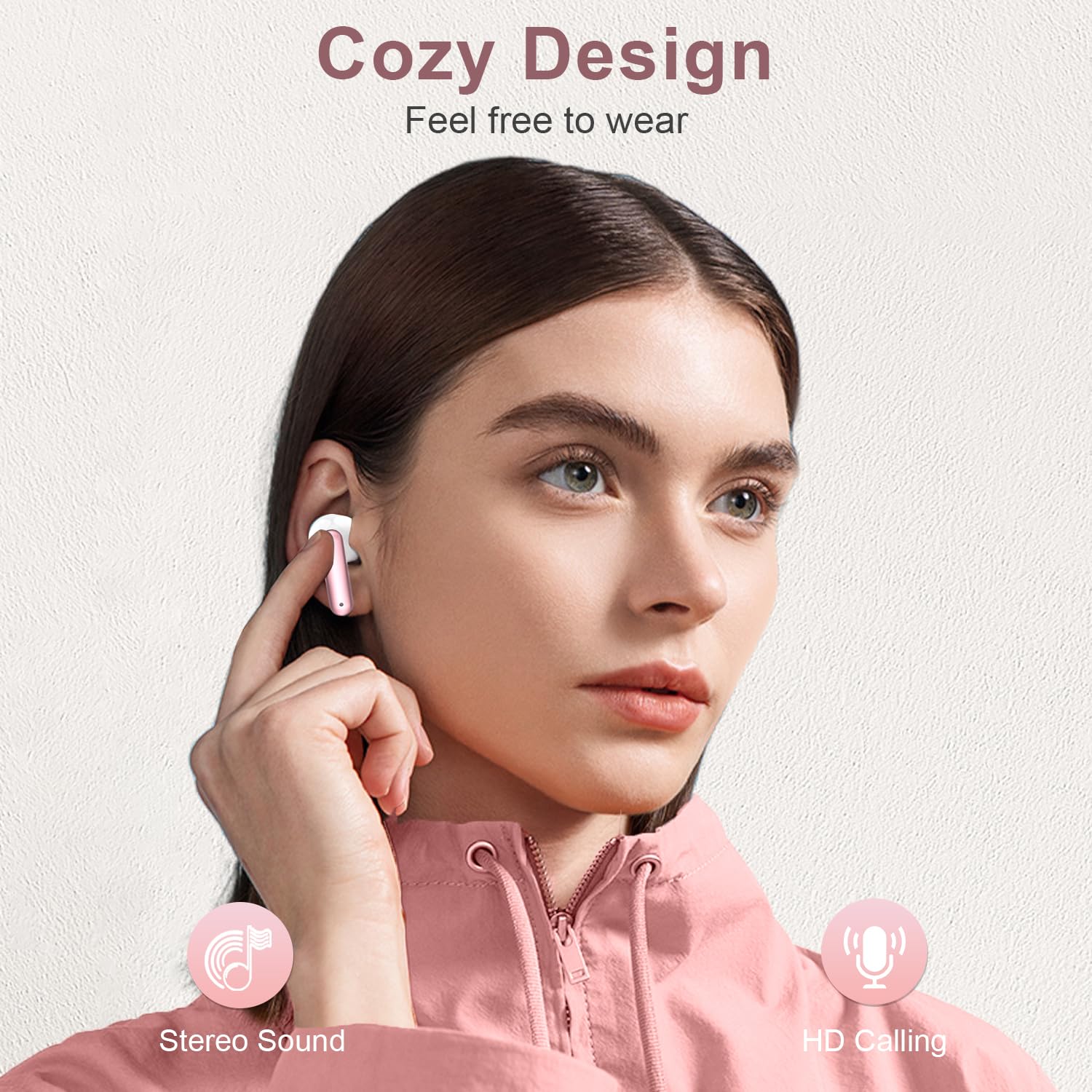 Foto 5 pulgar | Auriculares Inalámbricos Ziuty 2025 Bluetooth 5.3 50 Horas De Reproducción, Color Rosa - Venta Internacional.