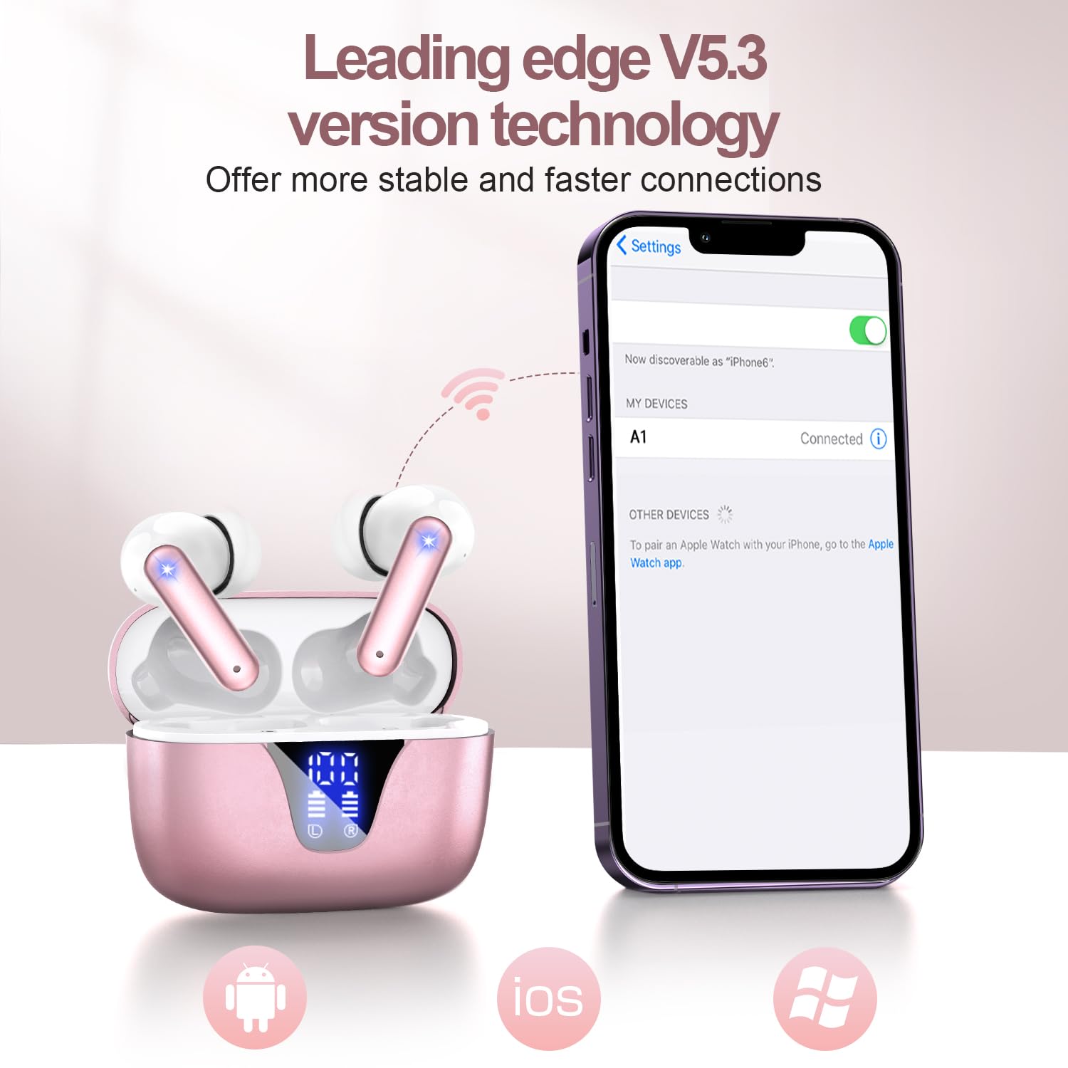 Foto 7 pulgar | Auriculares Inalámbricos Ziuty 2025 Bluetooth 5.3 50 Horas De Reproducción, Color Rosa - Venta Internacional.