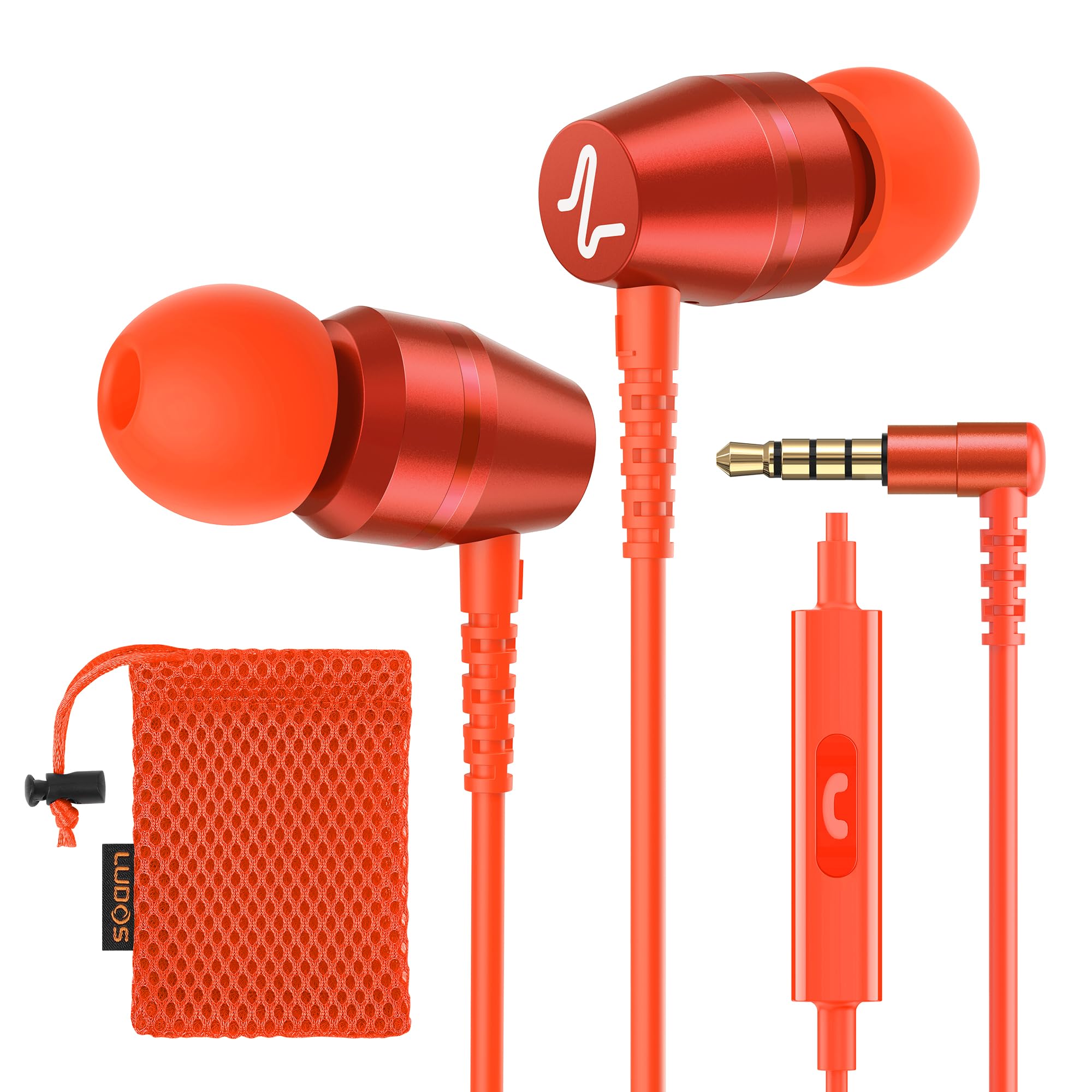 Auriculares Con Cable Ludos Omnitone Con Micrófono Jack De 3,5 Mm Coral - Venta Internacional.