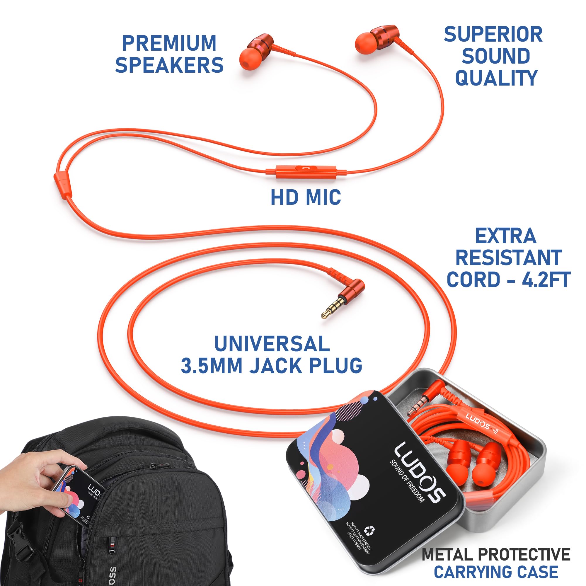 Foto 3 pulgar | Auriculares Con Cable Ludos Omnitone Con Micrófono Jack De 3,5 Mm Coral - Venta Internacional.