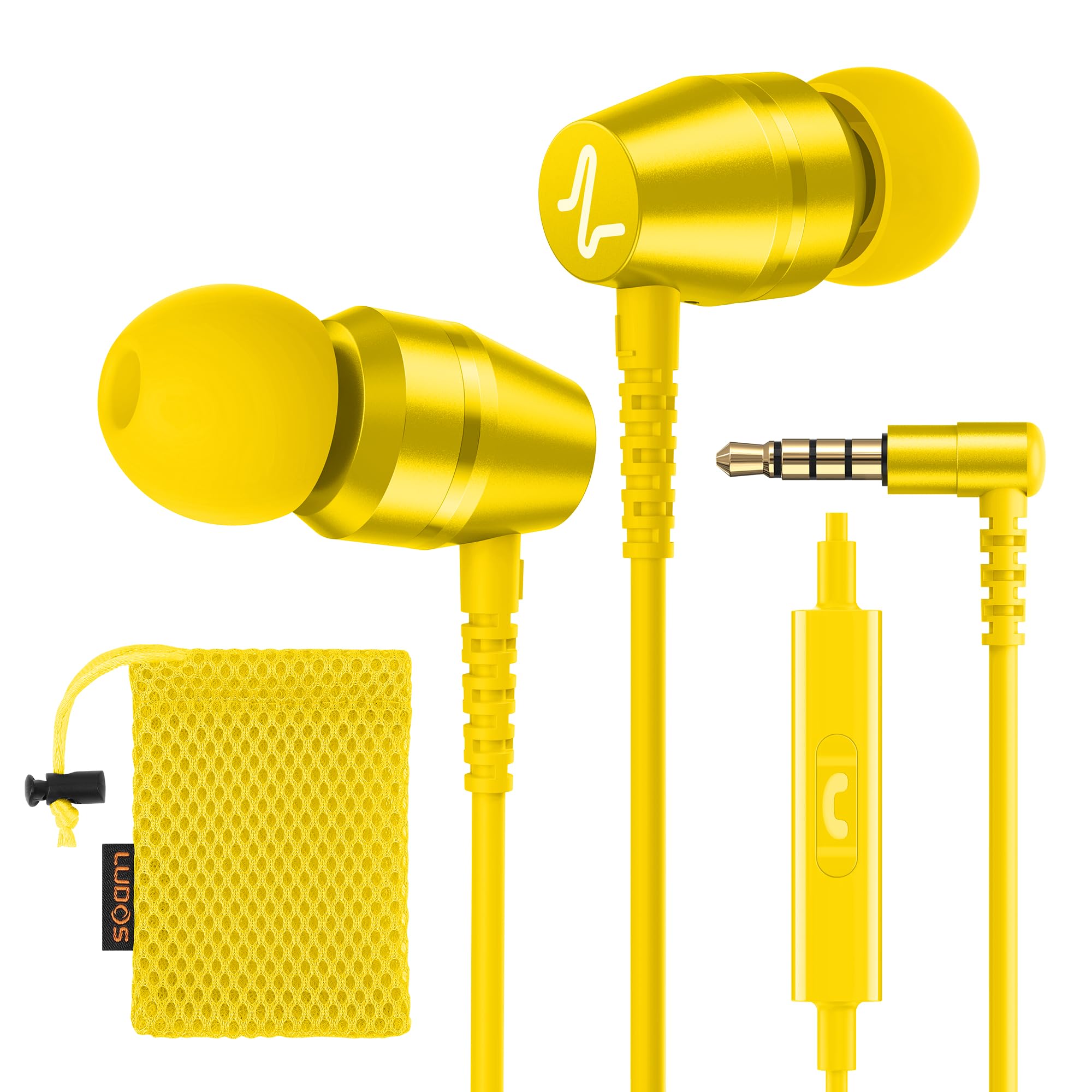 Auriculares Con Cable Ludos Omnitone Con Micrófono, Conector De 3,5 Mm, Color Amarillo - Venta Internacional.