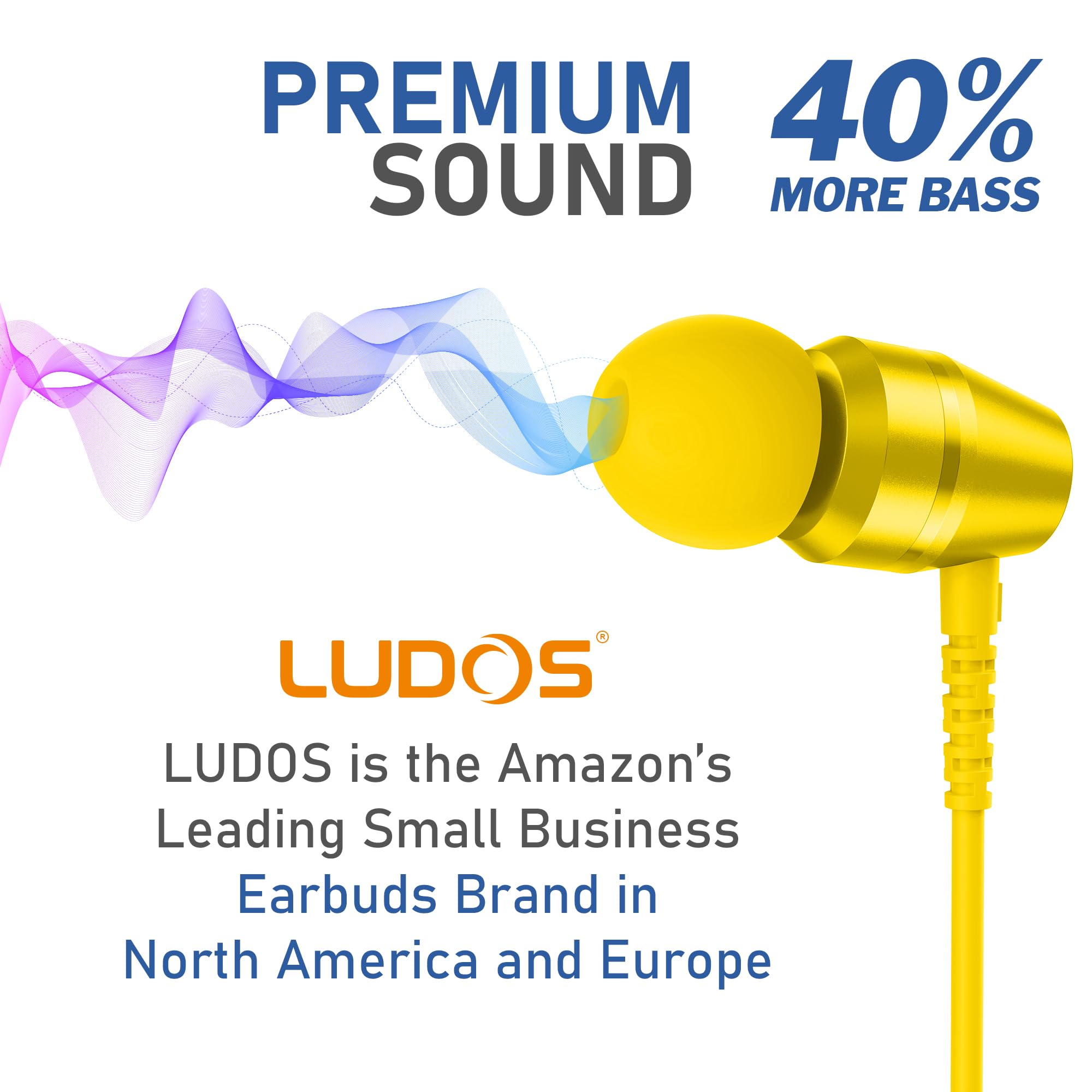 Foto 8 pulgar | Auriculares Con Cable Ludos Omnitone Con Micrófono, Conector De 3,5 Mm, Color Amarillo - Venta Internacional.