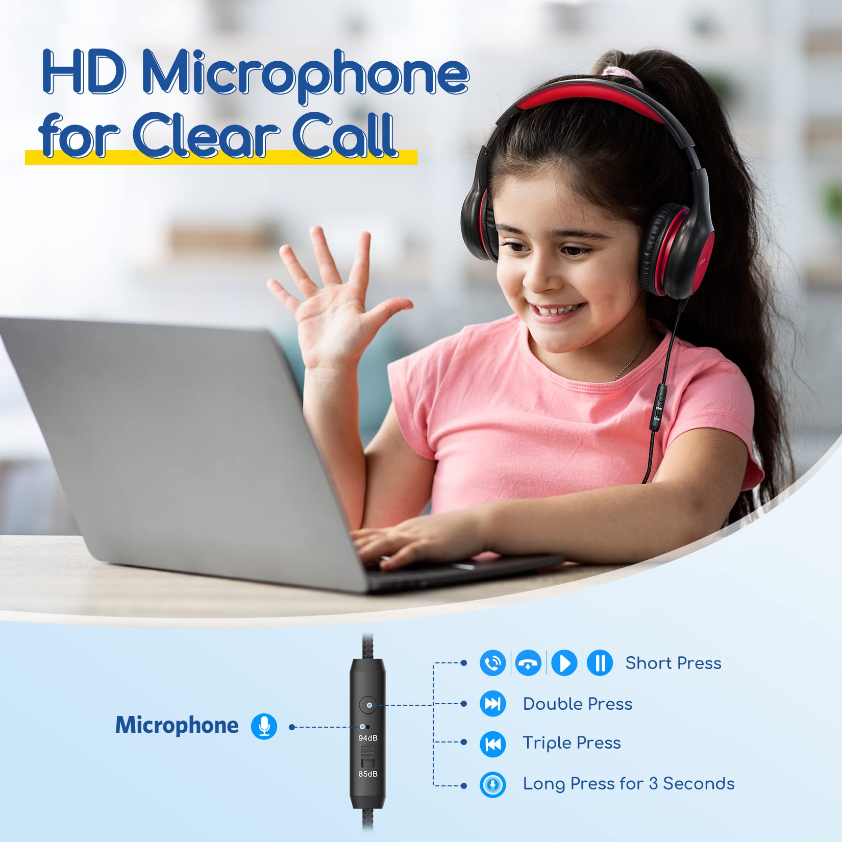 Foto 2 | Auriculares Earfun Kids Con Cable Y Micrófono Con Límite De Volumen De 85/94 Db - Venta Internacional.