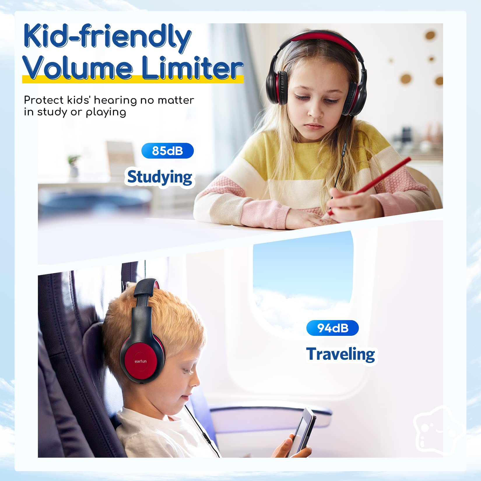 Foto 6 pulgar | Auriculares Earfun Kids Con Cable Y Micrófono Con Límite De Volumen De 85/94 Db - Venta Internacional.