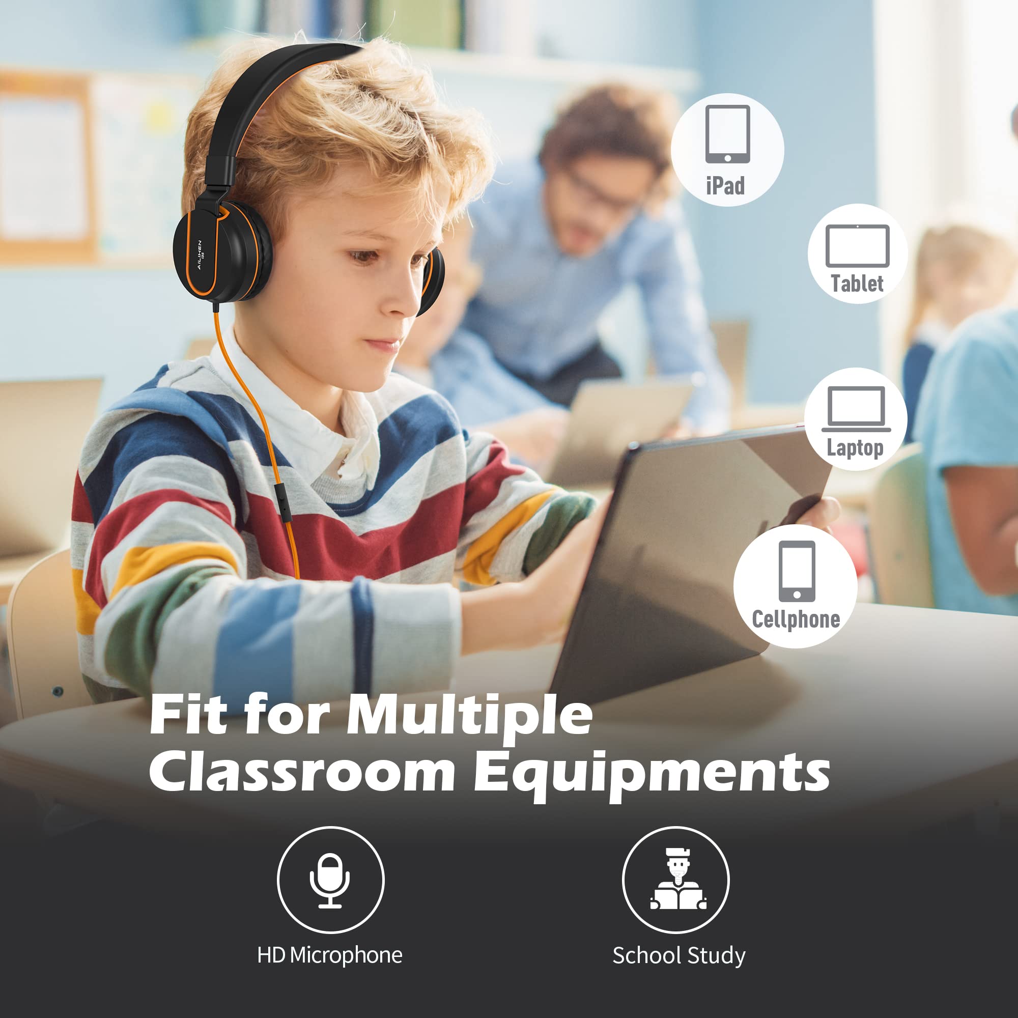 Foto 4 pulgar | Auriculares Intraurales Ailihen I35 Kids Safe, Volumen 93 Db, Negro Y Naranja - Venta Internacional.