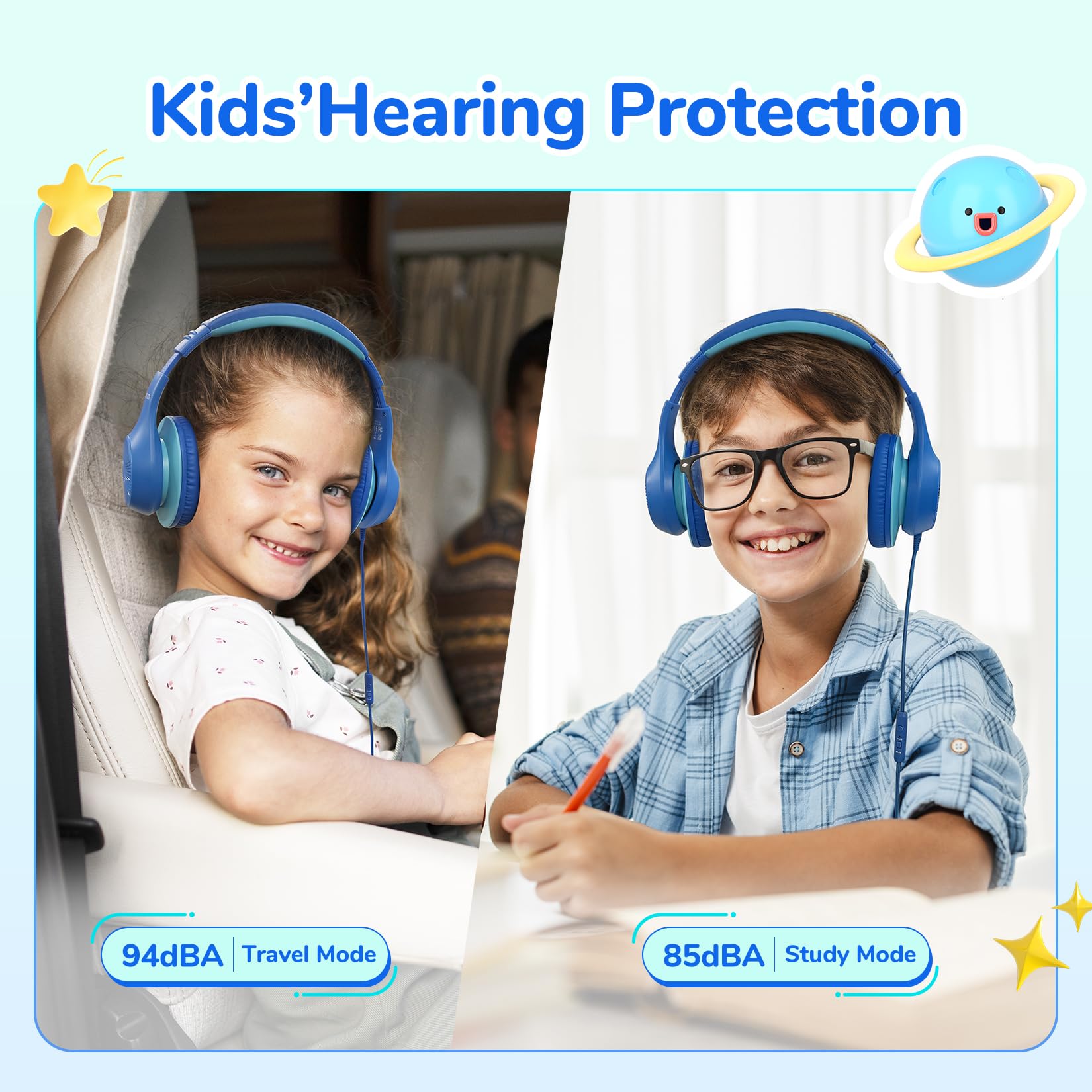Foto 3 pulgar | Auriculares Earfun K3 Kids Over Ear Con Micrófono 85/94 Db, Color Azul - Venta Internacional.