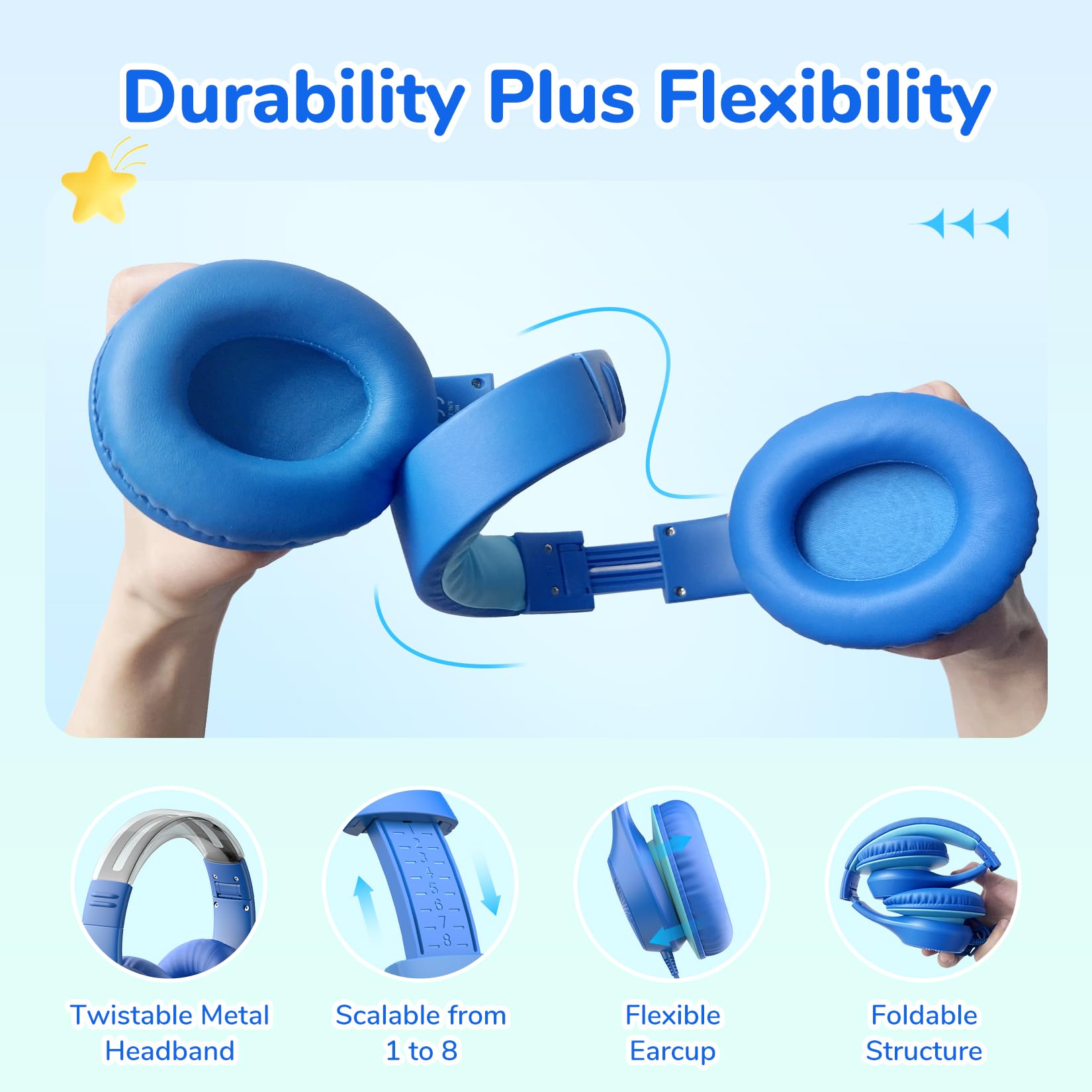 Foto 7 pulgar | Auriculares Earfun K3 Kids Over Ear Con Micrófono 85/94 Db, Color Azul - Venta Internacional.