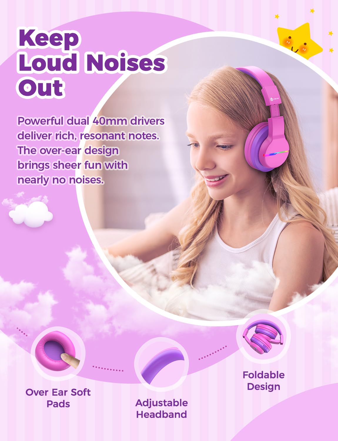 Foto 7 pulgar | Auriculares Bluetooth Iclever Bth12 Kids Led 85h Playtime - Venta Internacional.