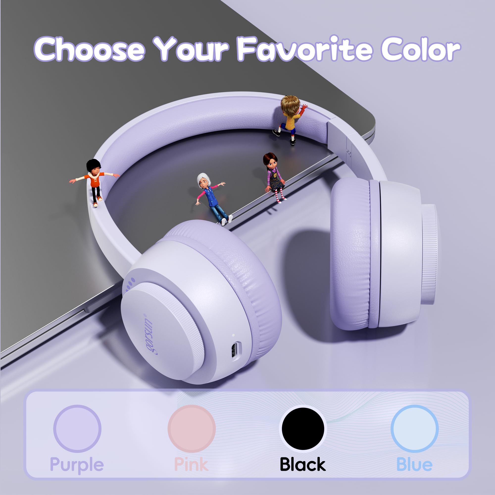 Foto 8 pulgar | Auriculares Para Niños Gorsun Bluetooth 5.3 45h Play Time Purple - Venta Internacional.