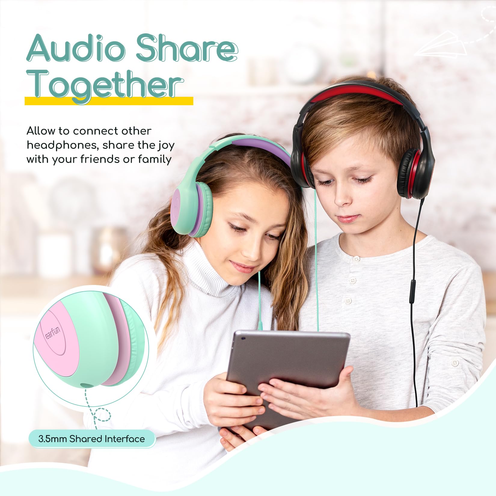 Foto 8 pulgar | Auriculares Earfun Kids Con Cable Y Micrófono Con Límite De Volumen De 85/94 Db - Venta Internacional.